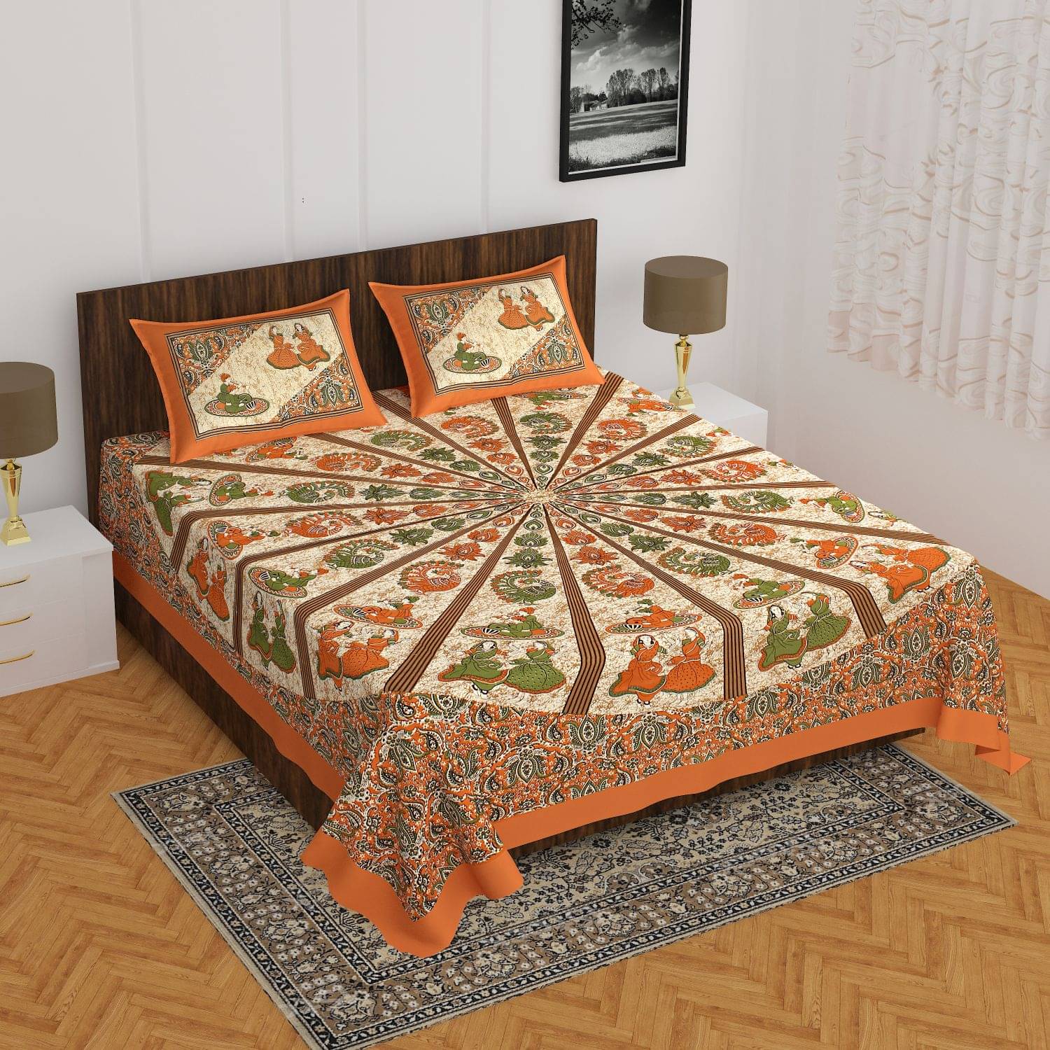     			Majestic Cotton 1 Double Bedsheet with 2 Pillow Covers ( Brown )