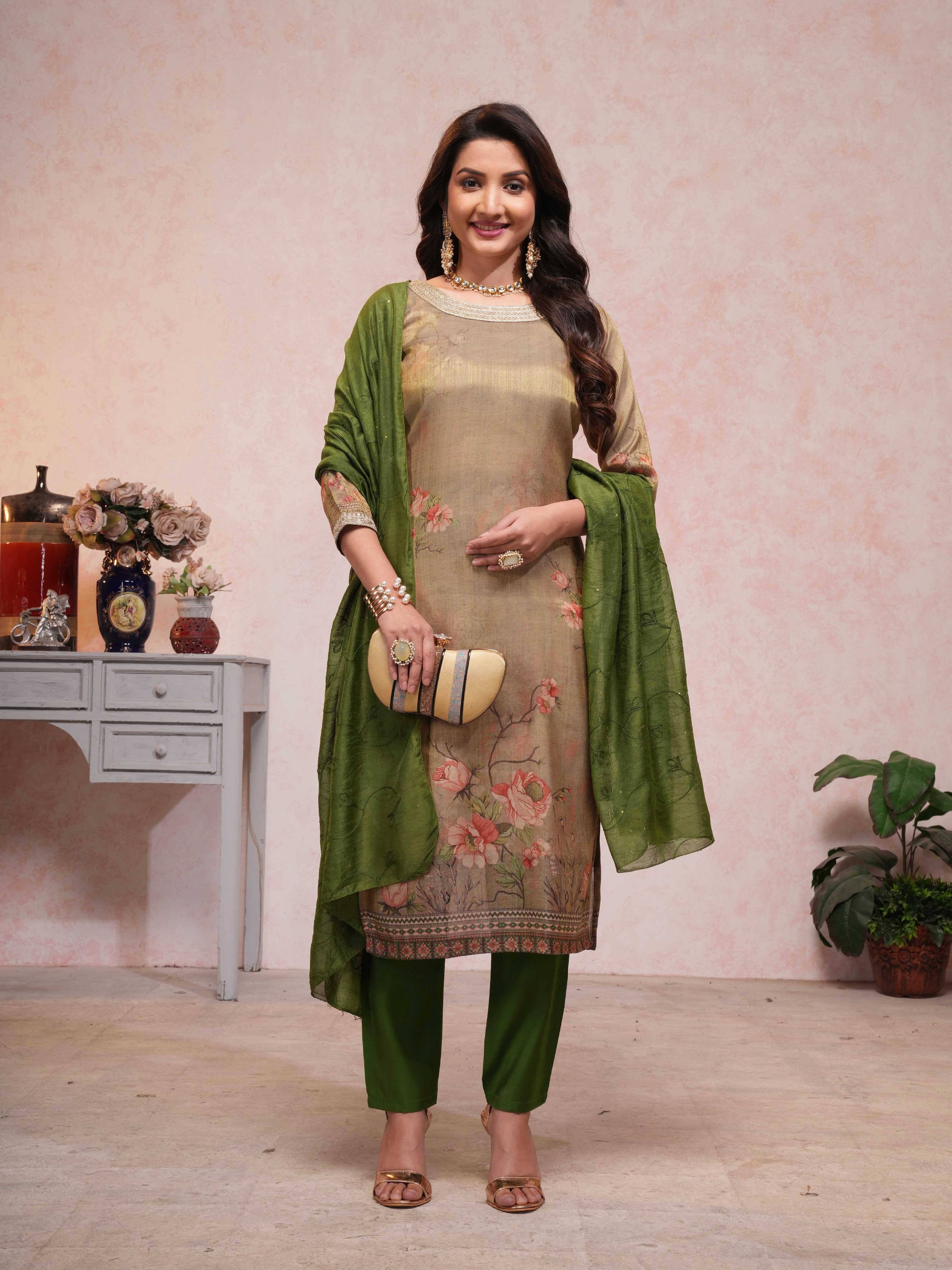 ONIXINO Silk Blend Embroidered Kurti With Pants Women's Stitched Salwar Suit - Gold ( Pack of 1 ) ONIXINO Silk Blend Embroidered Kurti With Pants Women's Stitched Salwar Suit - Gold ( Pack of 1 )