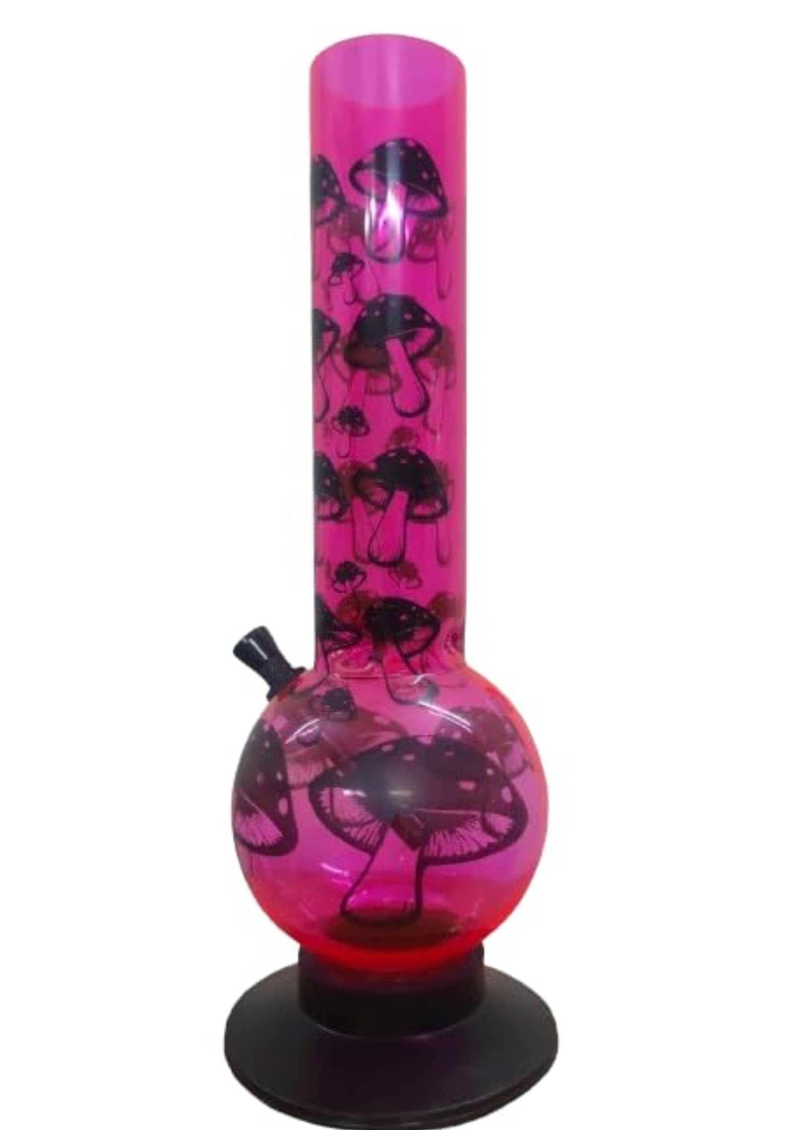 PUFF SMART 12 Inch Mushroom Print Acrylic Waterpipe Bong (Pink-Mushroom)