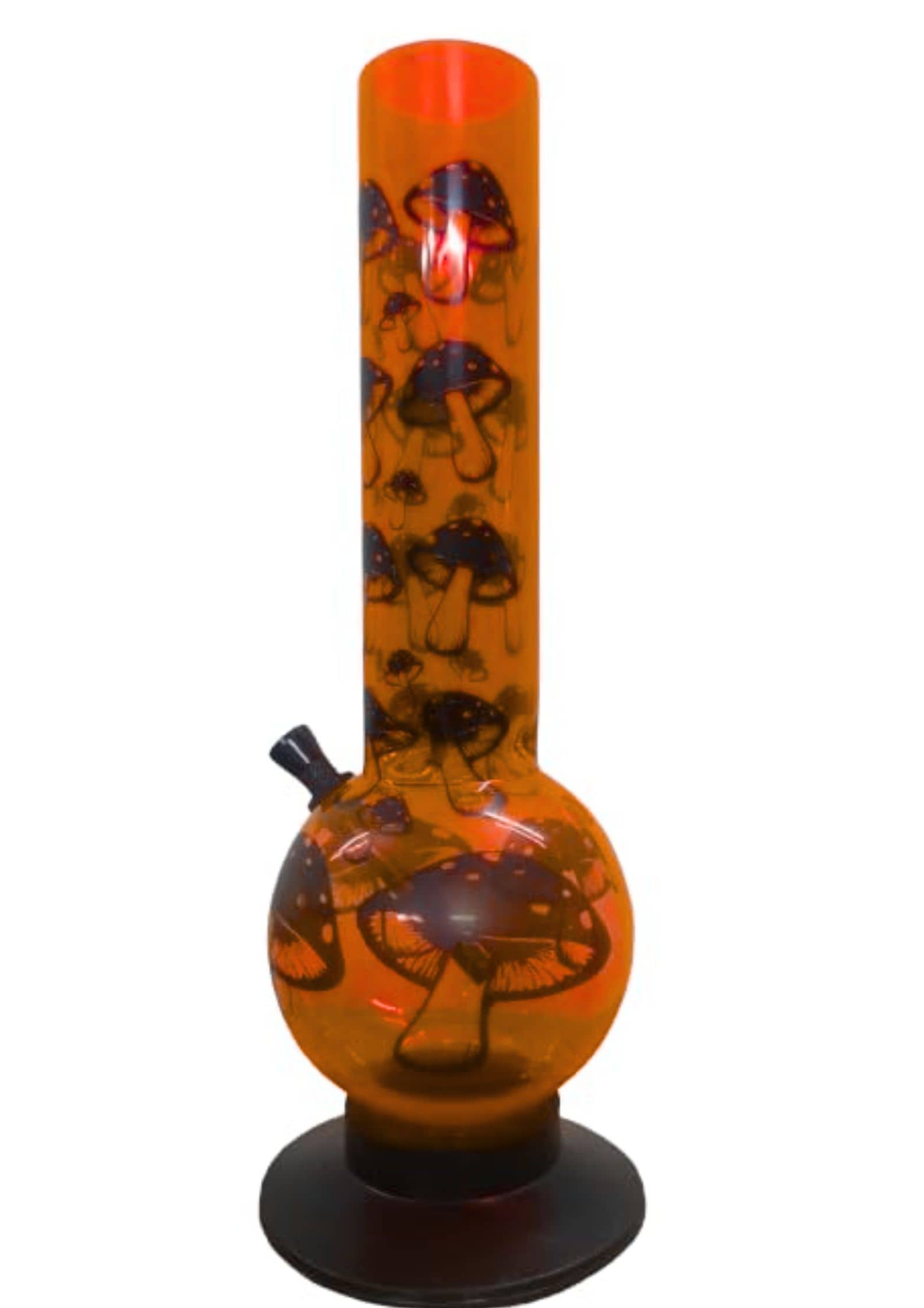 PUFF SMART 12 Inch Mushroom Print Acrylic Waterpipe Bong (Orange-Mushroom)