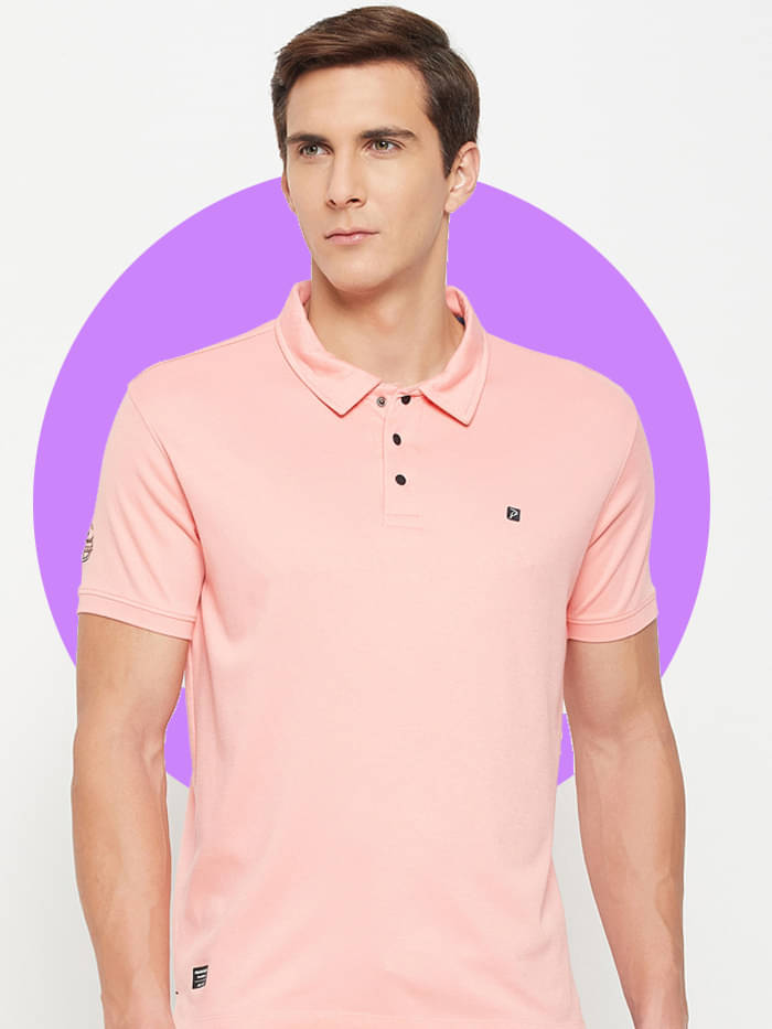 Promount Pack of 1 Cotton Blend Regular Fit Solid Half Sleeves Men's Polo T Shirt ( Pink ) Promount Pack of 1 Cotton Blend Regular Fit Solid Half Sleeves Men's Polo T Shirt ( Pink )