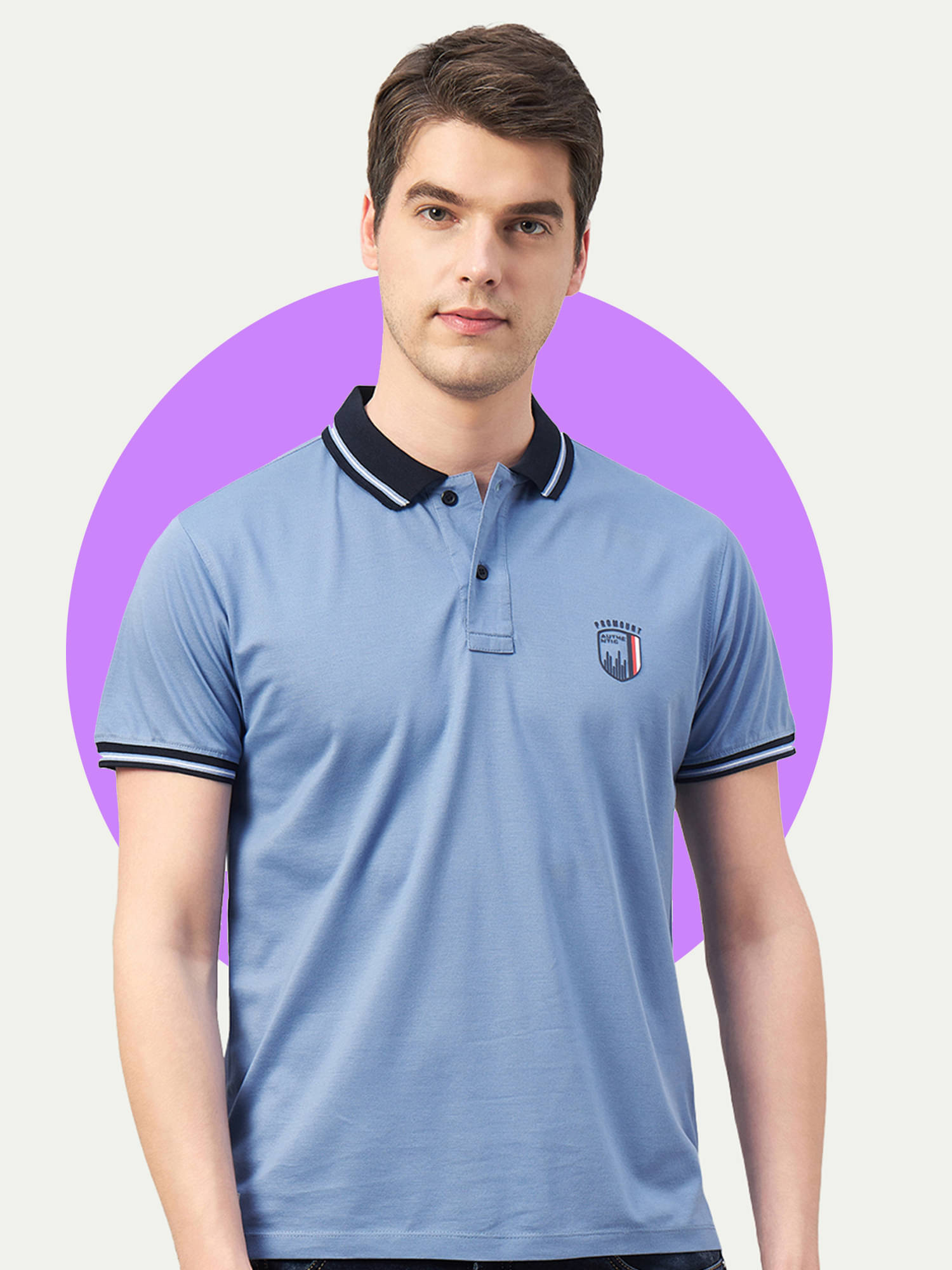Promount Pack of 1 Cotton Blend Regular Fit Solid Half Sleeves Men's Polo T Shirt ( Sky Blue ) Promount Pack of 1 Cotton Blend Regular Fit Solid Half Sleeves Men's Polo T Shirt ( Sky Blue )