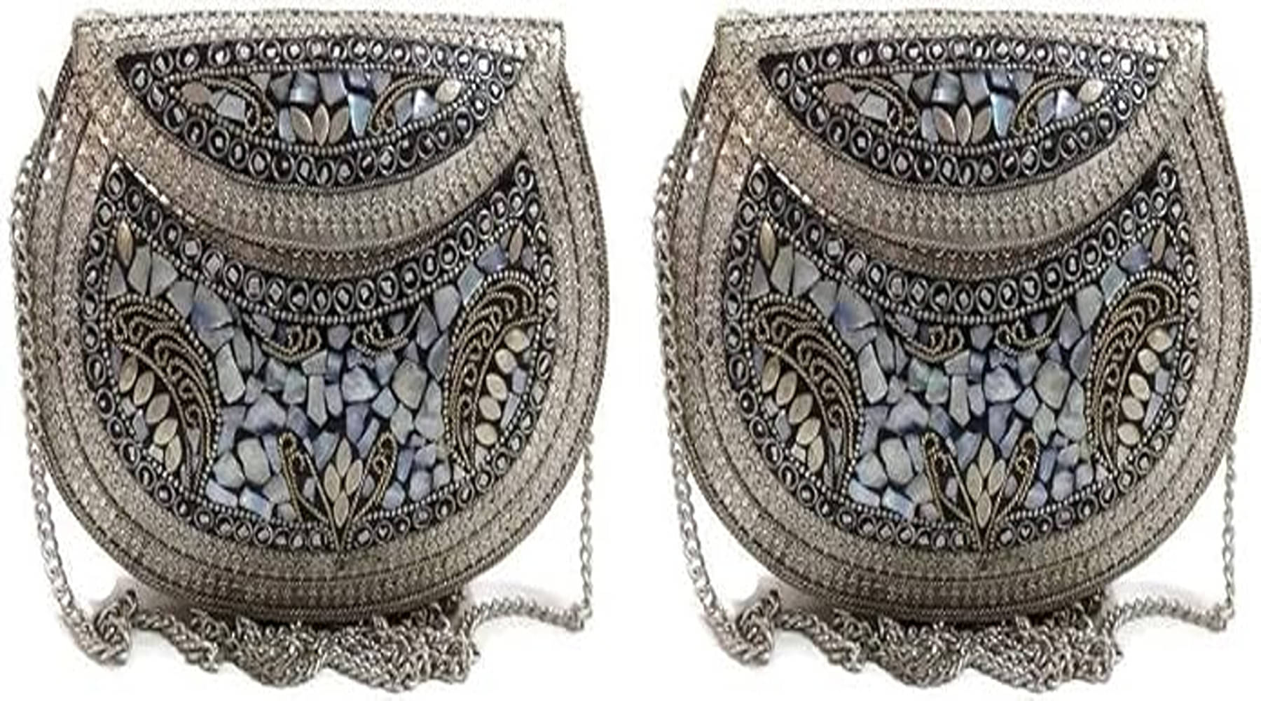     			Shakuntla Vintage Silver Metal Crossbody
