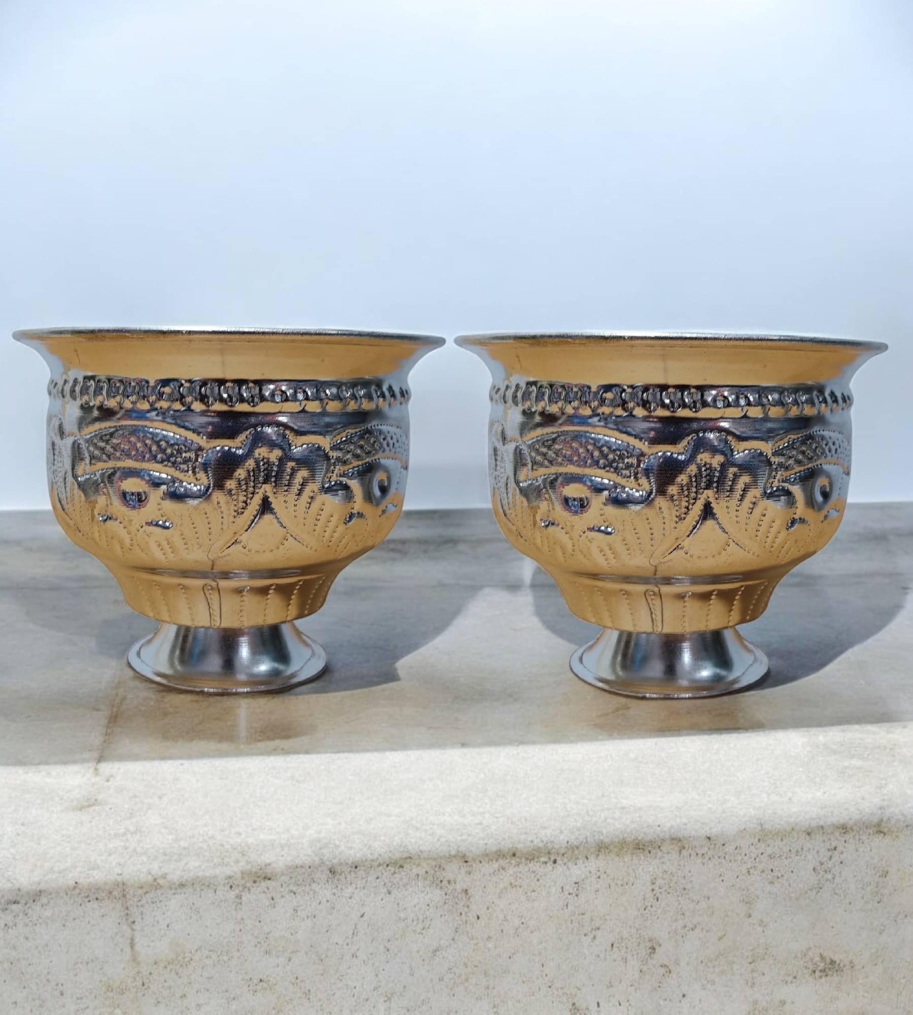     			Sigaram 2 German Silver KumKum Barani is best for Home, Office and Temple Poojas K3112