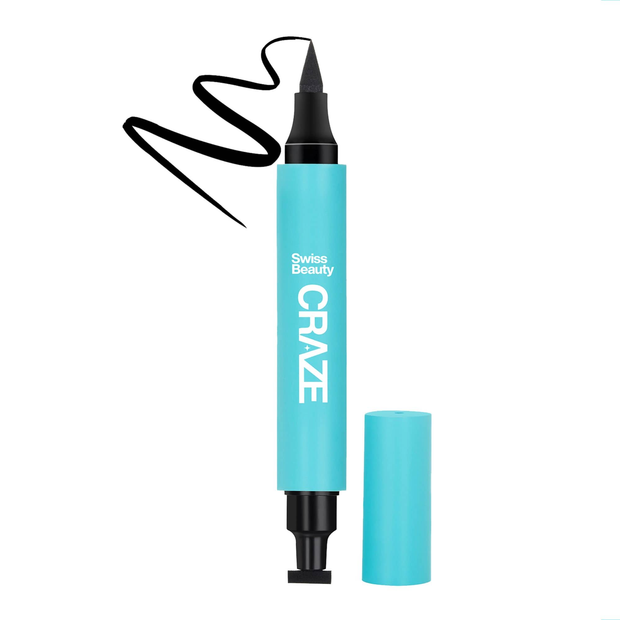 Swiss Beauty CRAZE 2 in 1 Waterproof Eyeliner Pen with Stamp , Black (Pack of 1) - Makeup - Eyes | Buy online on ZillyBuy