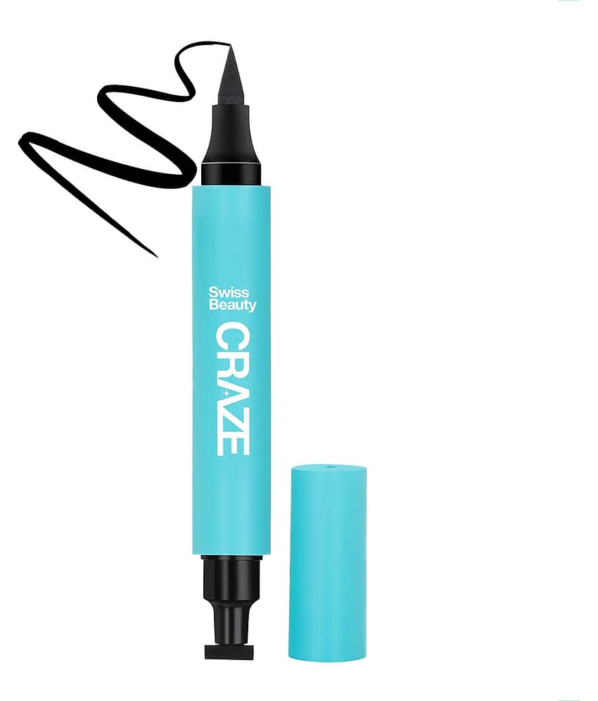 Swiss Beauty CRAZE 2 in 1 Waterproof Eyeliner Pen with Stamp , Black (Pack of 1) - Makeup - Eyes | Buy online on ZillyBuy
