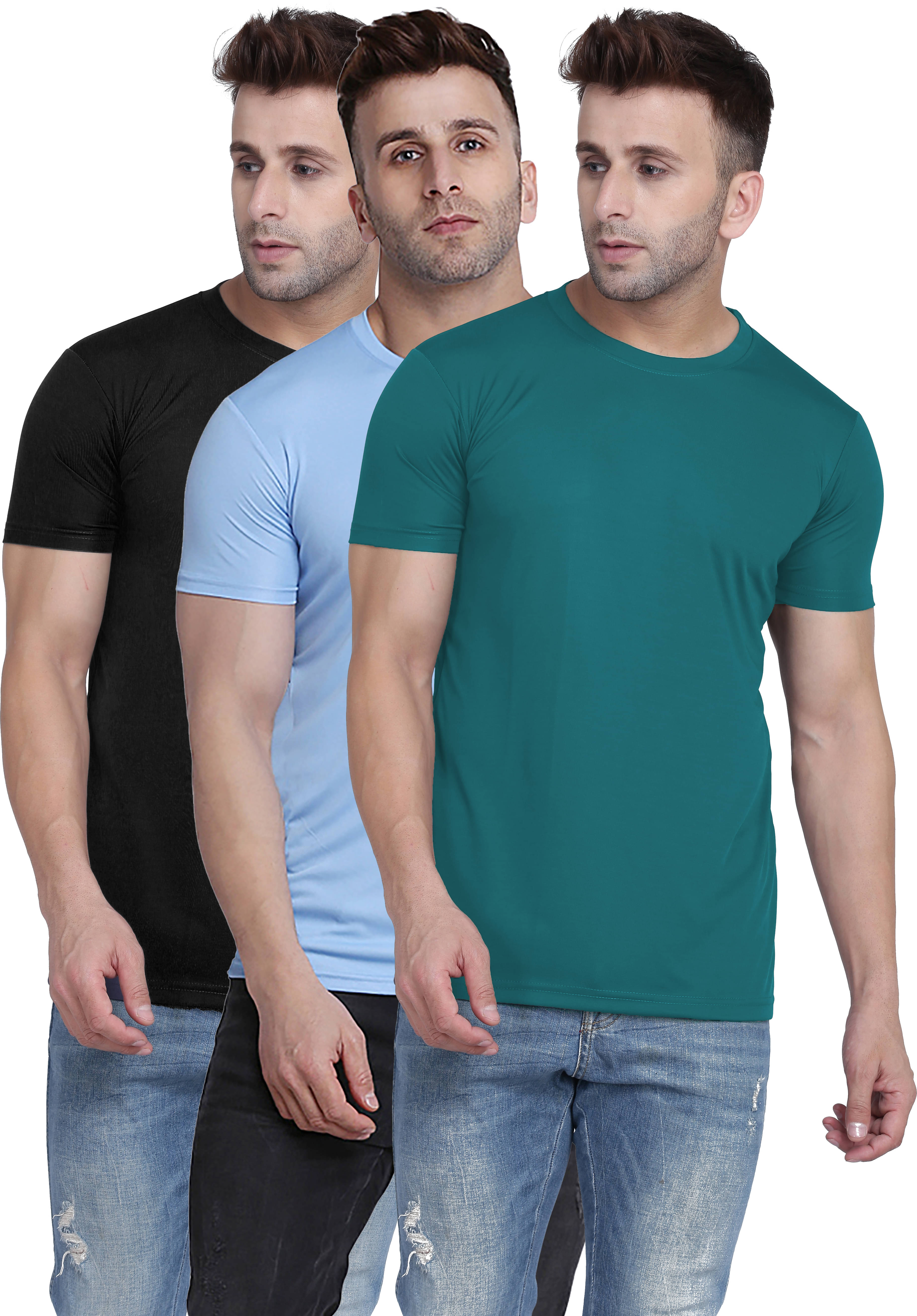 TQH Polyester Slim Fit Solid Half Sleeves Men's Round T-Shirt - Multicolor ( Pack of 3 ) TQH Polyester Slim Fit Solid Half Sleeves Men's Round T-Shirt - Multicolor ( Pack of 3 )