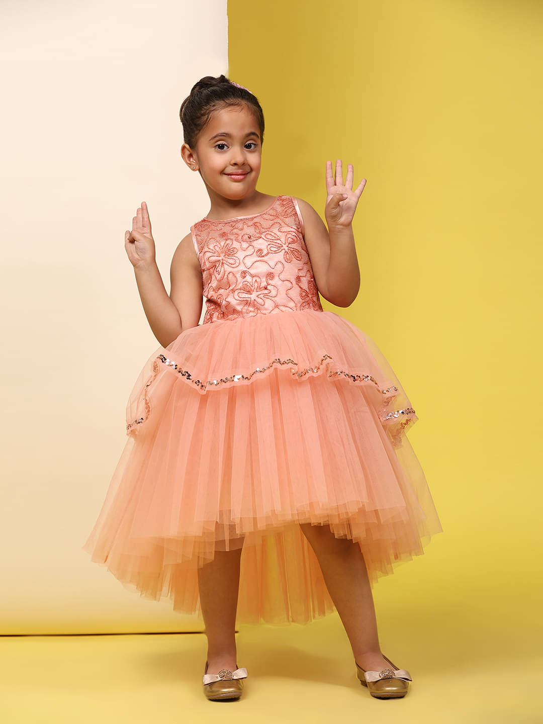 Toy Balloon Kids Net Frock For Girls ( Pack of 1 , Light Orange ) Toy Balloon Kids Net Frock For Girls ( Pack of 1 , Light Orange )
