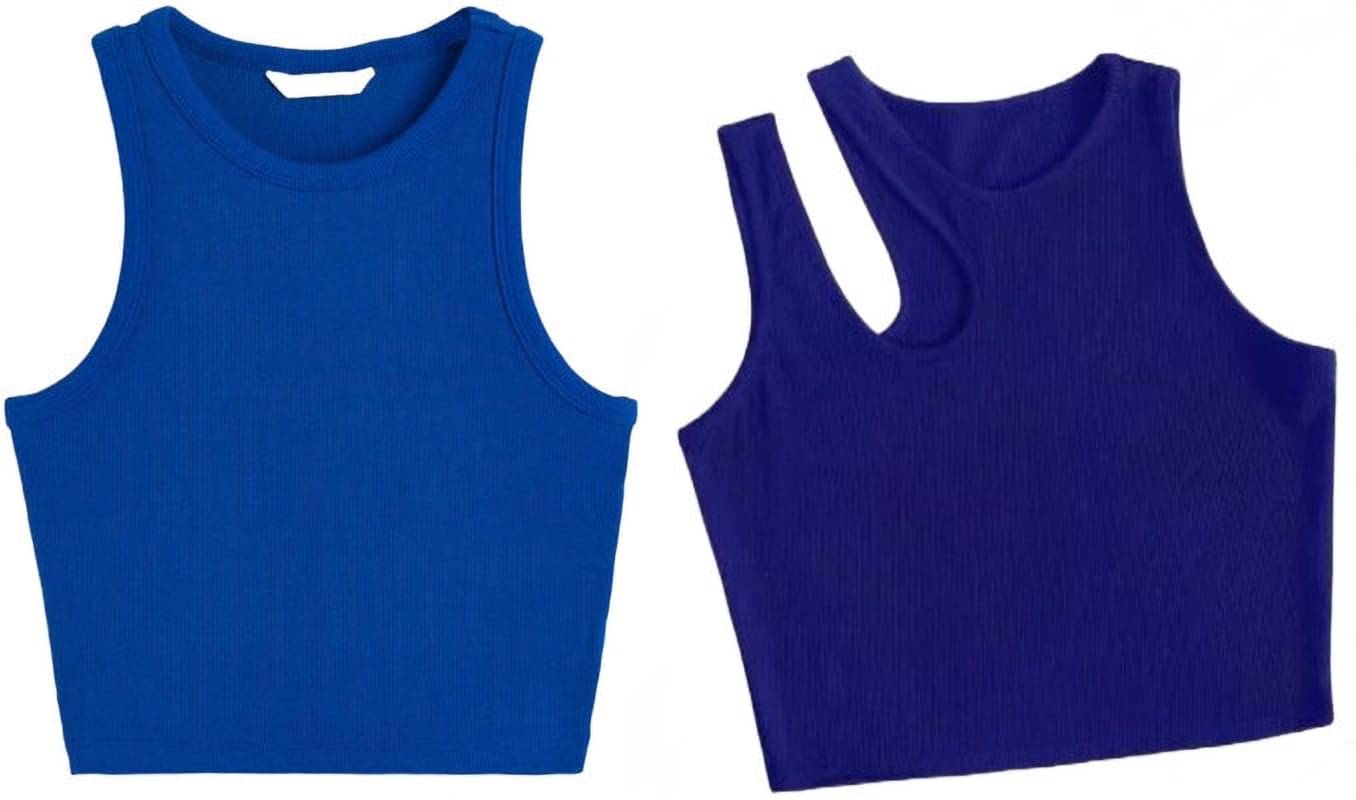     			holdvalley Women's Cotton Blend Crop Top ( Blue )