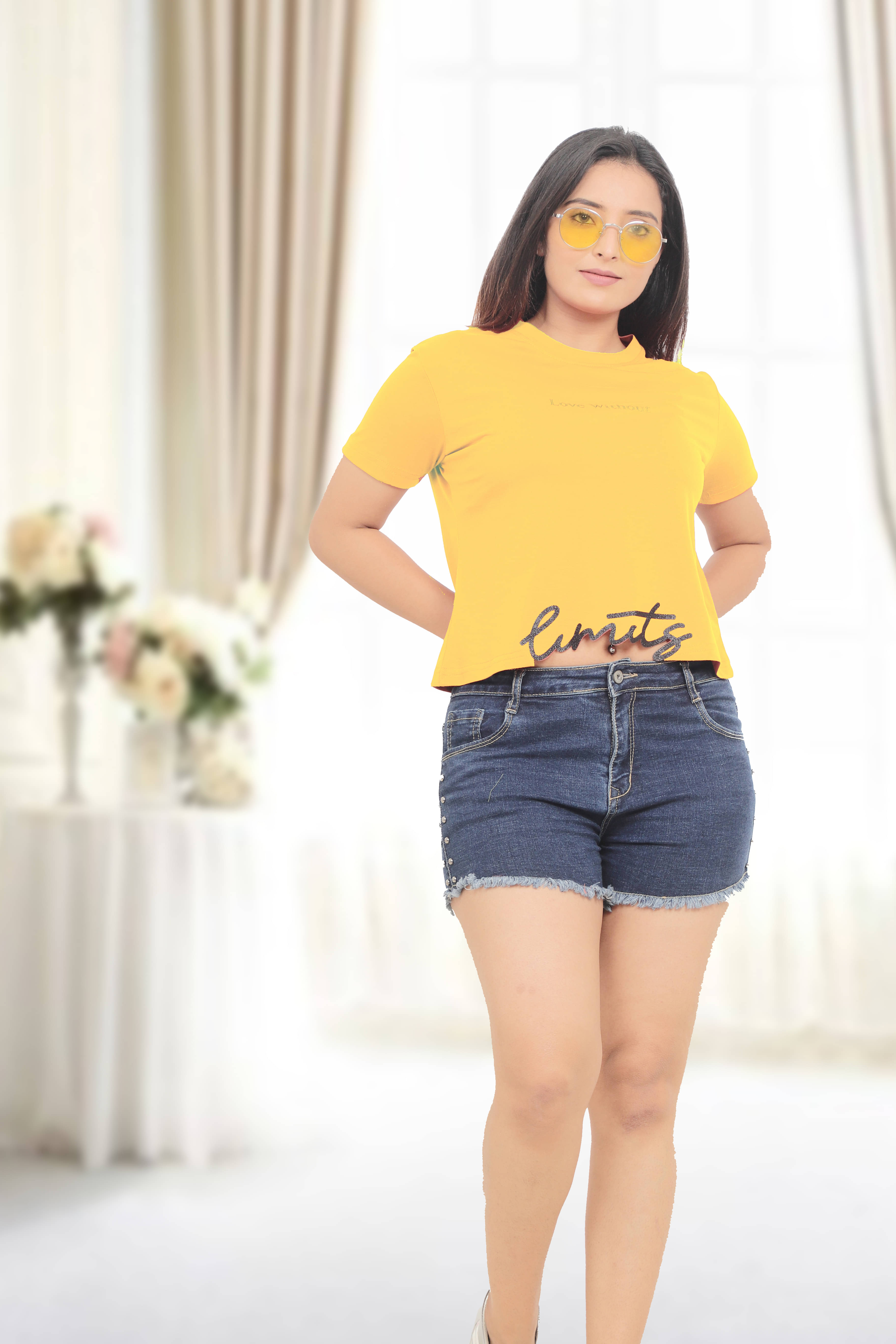     			just love Women's Cotton Blend Crop Top ( Mustard )