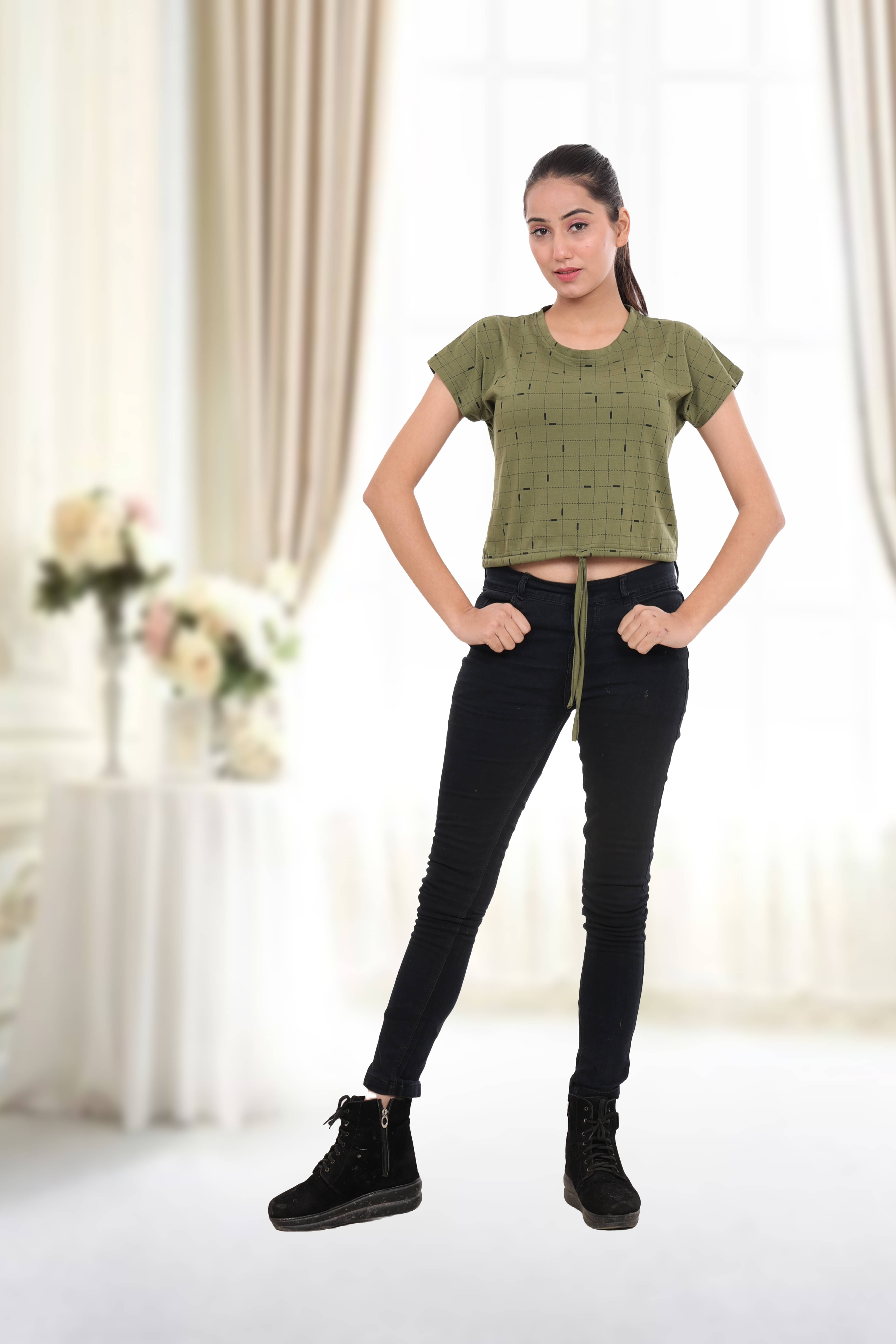 just love Women's Cotton Blend Crop Top ( Olive ) just love Women's Cotton Blend Crop Top ( Olive )