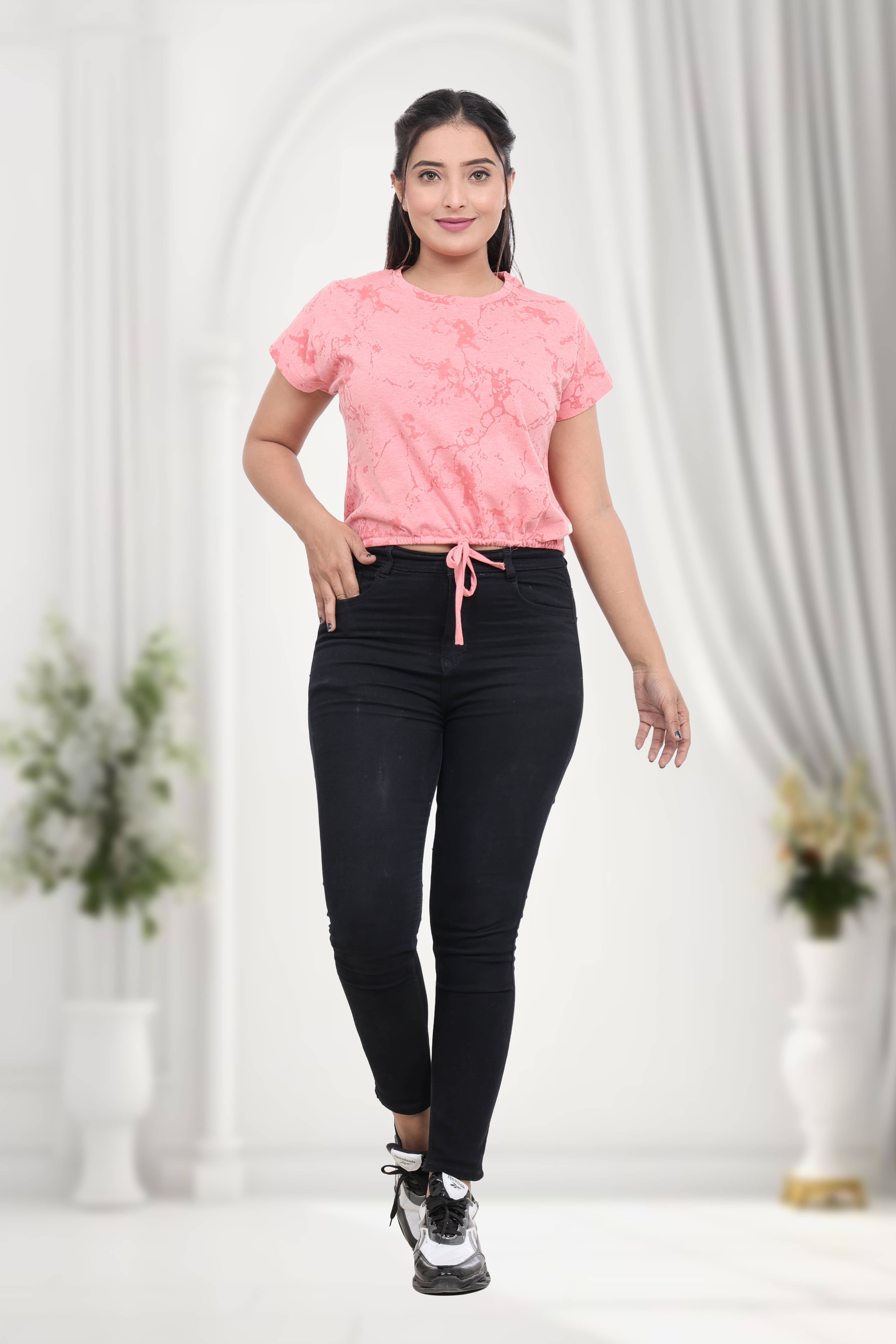 just love Women's Cotton Blend Crop Top ( Peach )