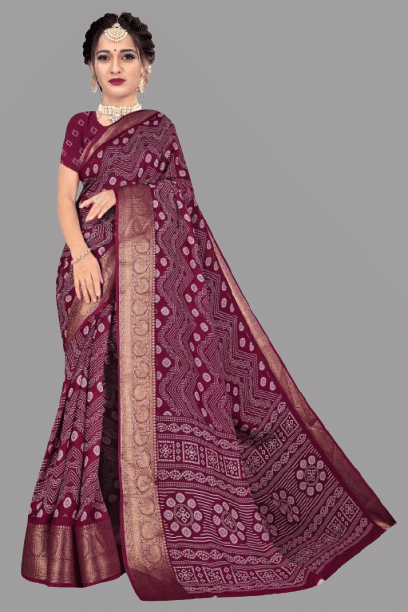     			mahalaxmi fab Silk Blend Applique Saree With Unstitched Blouse Piece ( Wine )