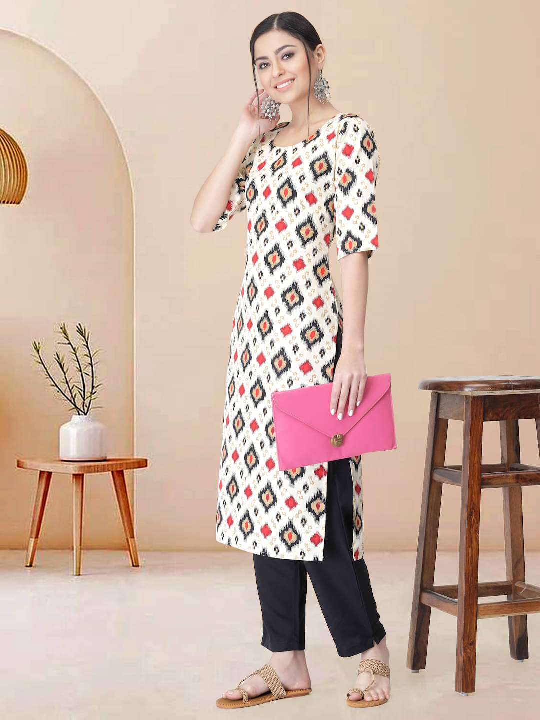 1 Stop Fashion Pack of 1 Crepe Printed Straight Women's Kurti - ( White ) 1 Stop Fashion Pack of 1 Crepe Printed Straight Women's Kurti - ( White )