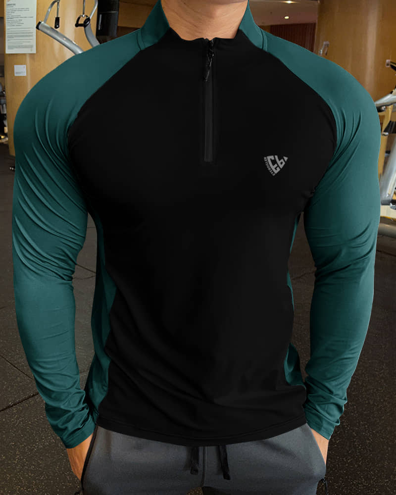 Eyebogler Polyester Regular Fit Colorblock Full Sleeves Men's High Neck T-Shirt - Maroon ( Pack of 1 )