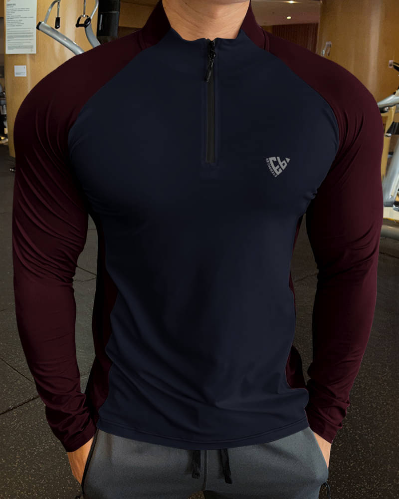 Eyebogler Polyester Regular Fit Colorblock Full Sleeves Men's High Neck T-Shirt - Maroon ( Pack of 1 ) Eyebogler Polyester Regular Fit Colorblock Full Sleeves Men's High Neck T-Shirt - Maroon ( Pack of 1 )