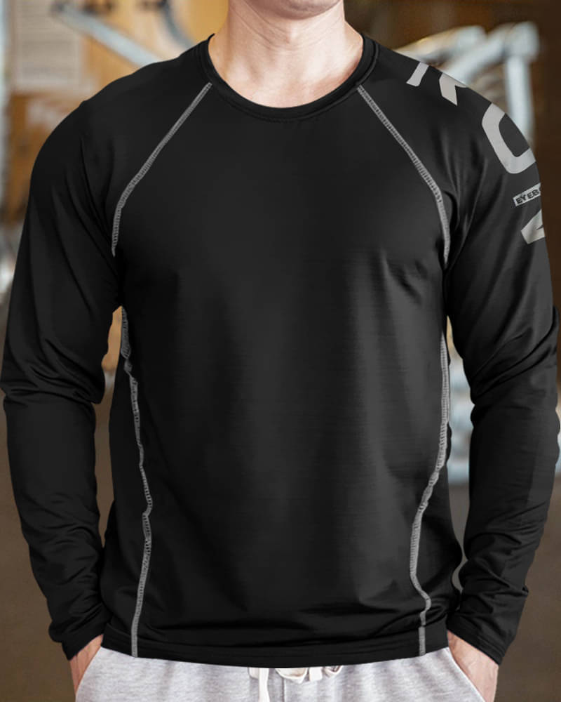     			Eyebogler Polyester Regular Fit Printed Full Sleeves Men's Round T-Shirt - Black ( Pack of 1 )