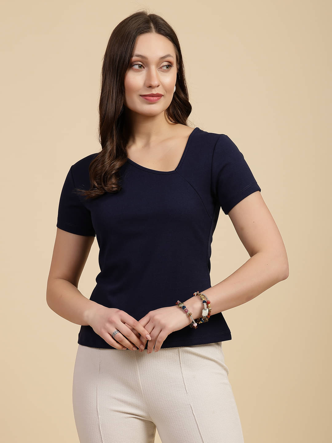     			Freehand Women's Polyester Regular Top ( Blue )