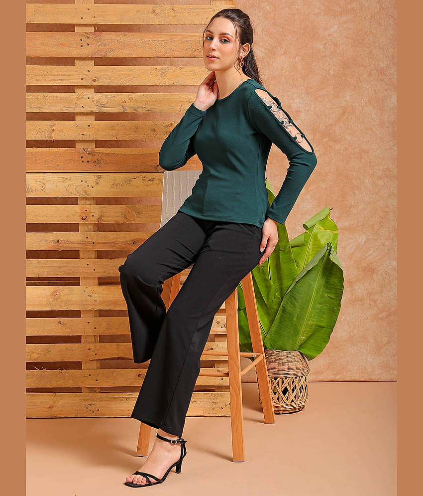 Freehand Women's Polyester Regular Top ( Green )