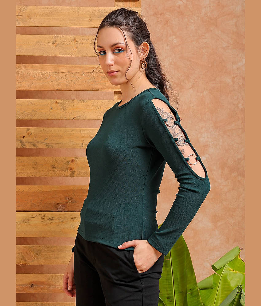 Freehand Women's Polyester Regular Top ( Green )