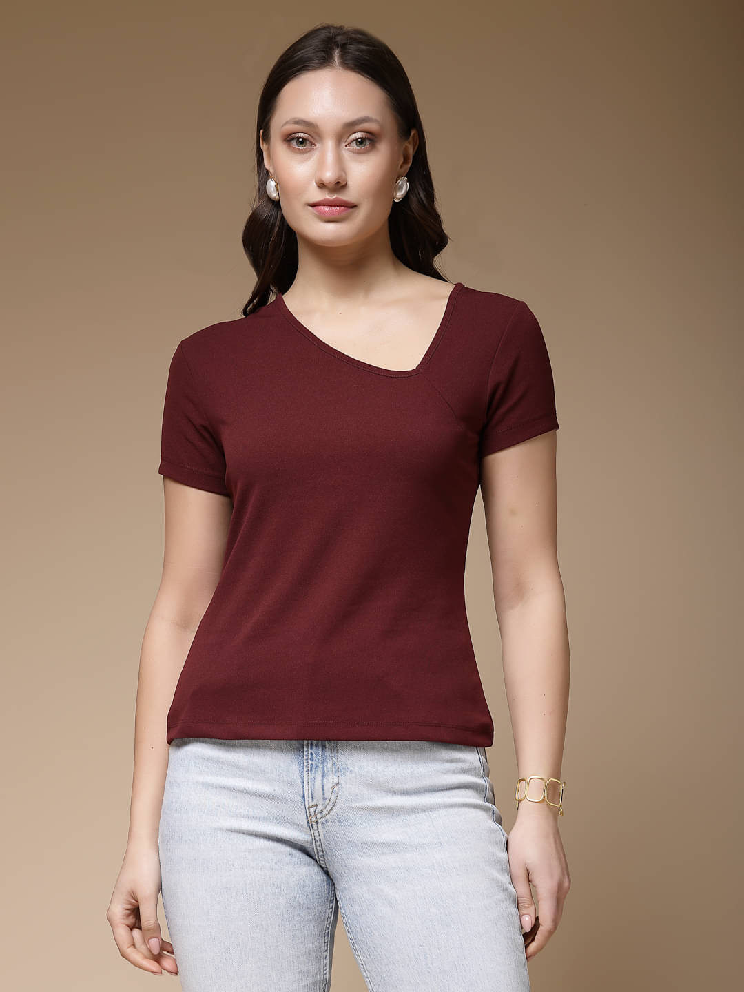     			Freehand Women's Polyester Regular Top ( Maroon )