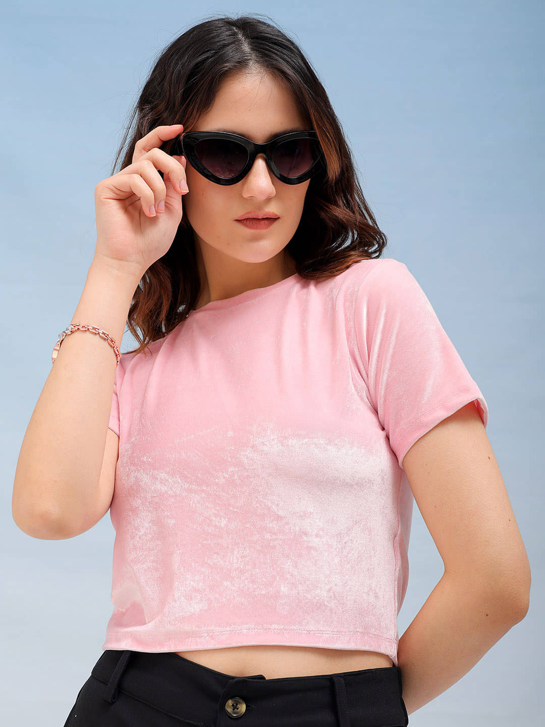     			Freehand Women's Polyester Crop Top ( Pink )