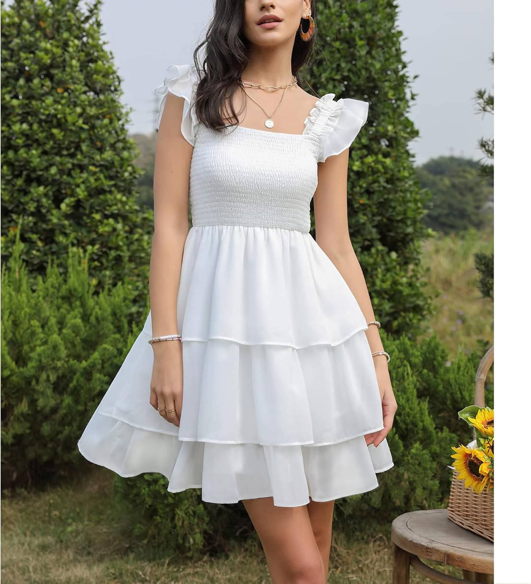 kedar fab Crepe Solid Mini Women's Fit & Flare Dress - White ( Pack of 1 ) kedar fab Crepe Solid Mini Women's Fit & Flare Dress - White ( Pack of 1 )
