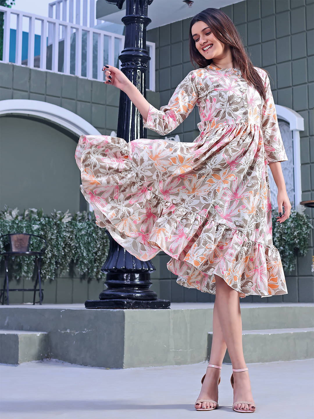 Trijal Fab Women Cotton Blend Printed Fit & Flare Dress ( Multi Color ) Trijal Fab Women Cotton Blend Printed Fit & Flare Dress ( Multi Color )
