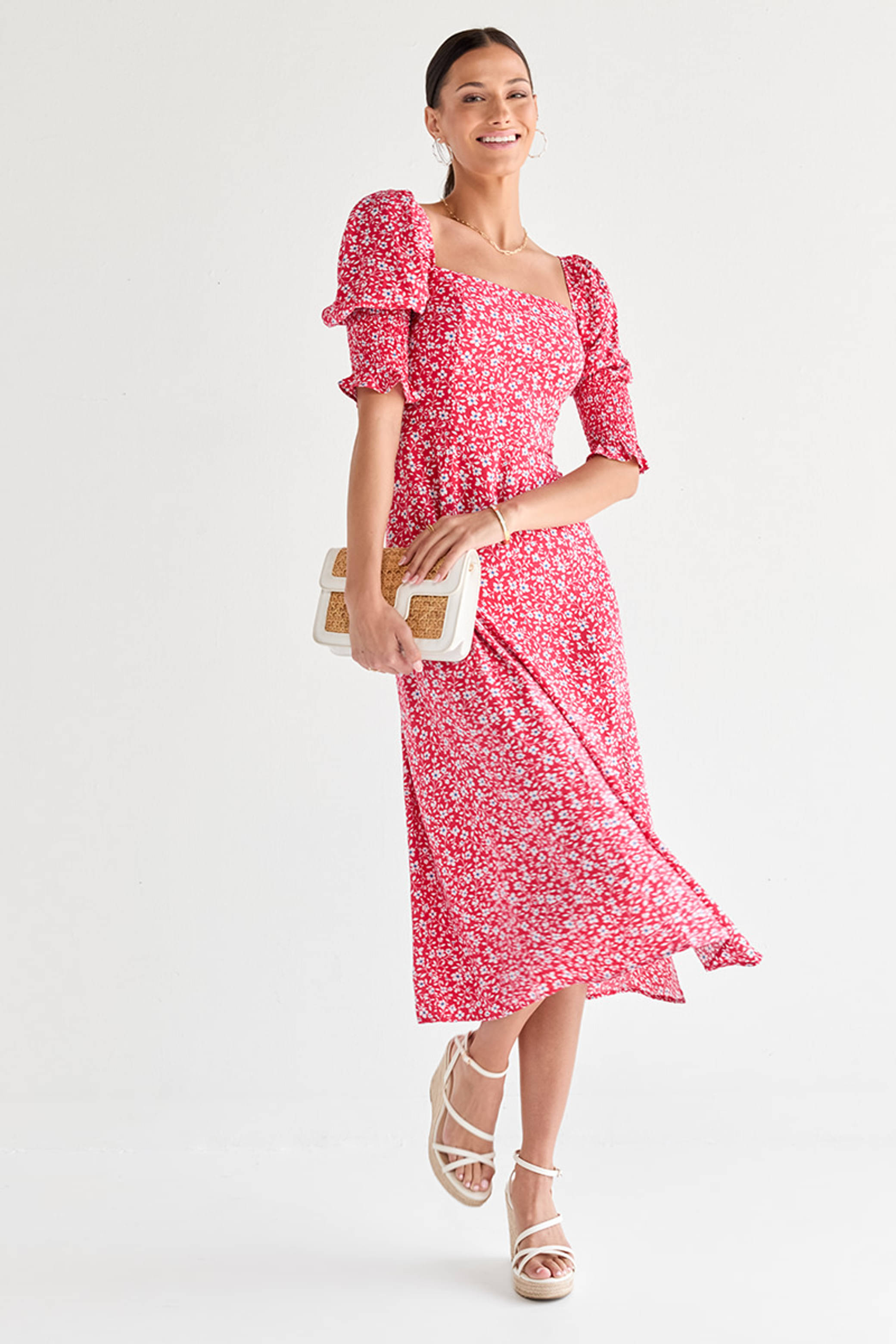 Trijal Fab Women Crepe Printed Fit & Flare Dress ( Pink ) Trijal Fab Women Crepe Printed Fit & Flare Dress ( Pink )