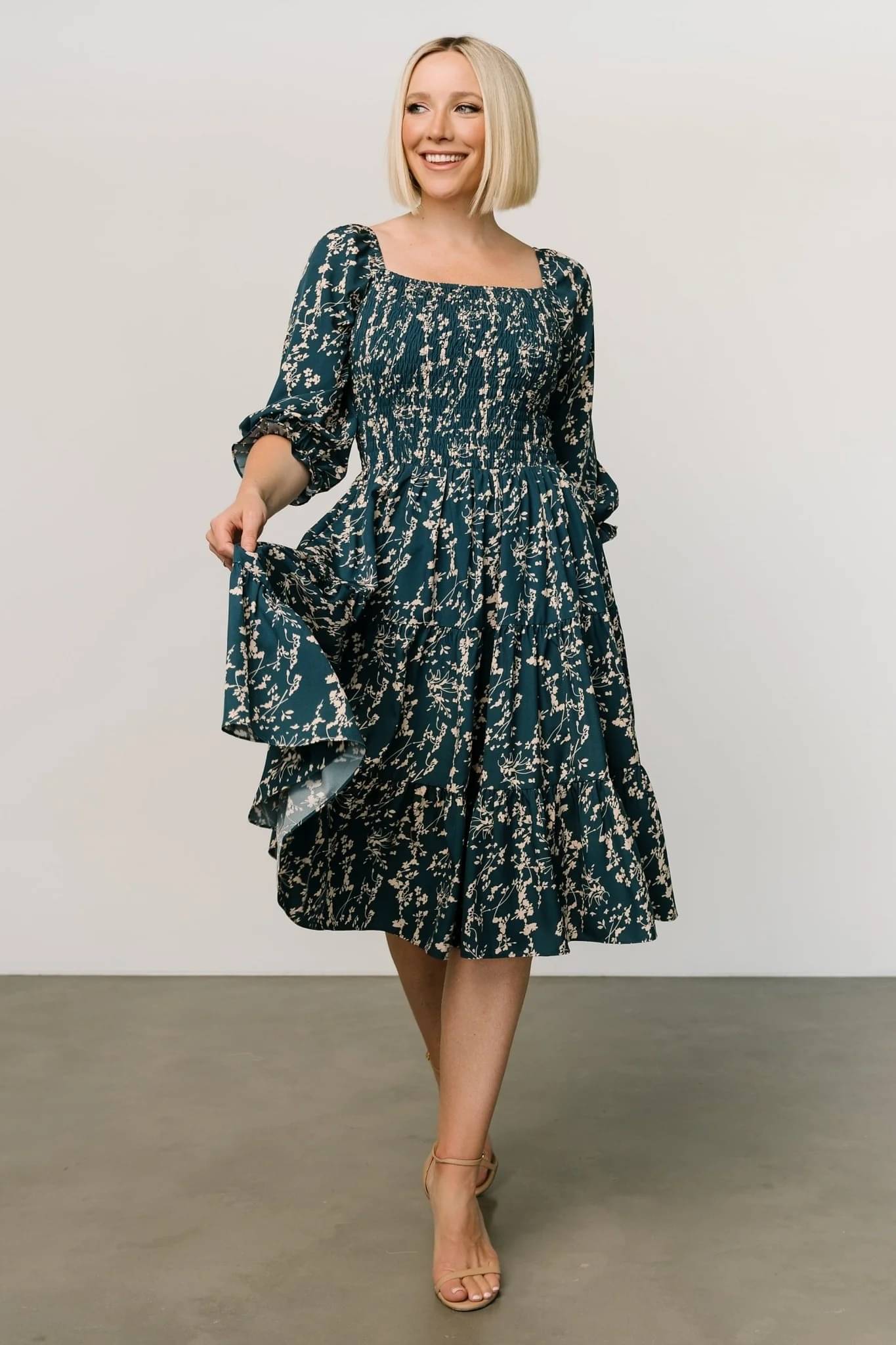     			Trijal Fab Women Crepe Printed Fit & Flare Dress ( Blue )