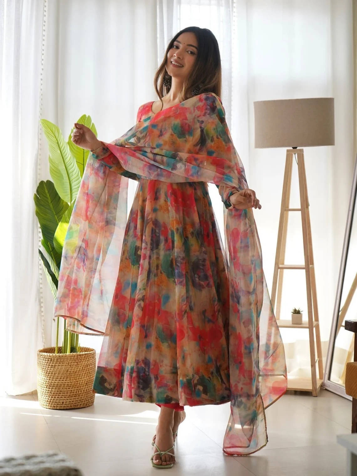 kedar fab Multicolor Anarkali Georgette Women's Stitched Ethnic Gown ( Pack of 1 ) kedar fab Multicolor Anarkali Georgette Women's Stitched Ethnic Gown ( Pack of 1 )