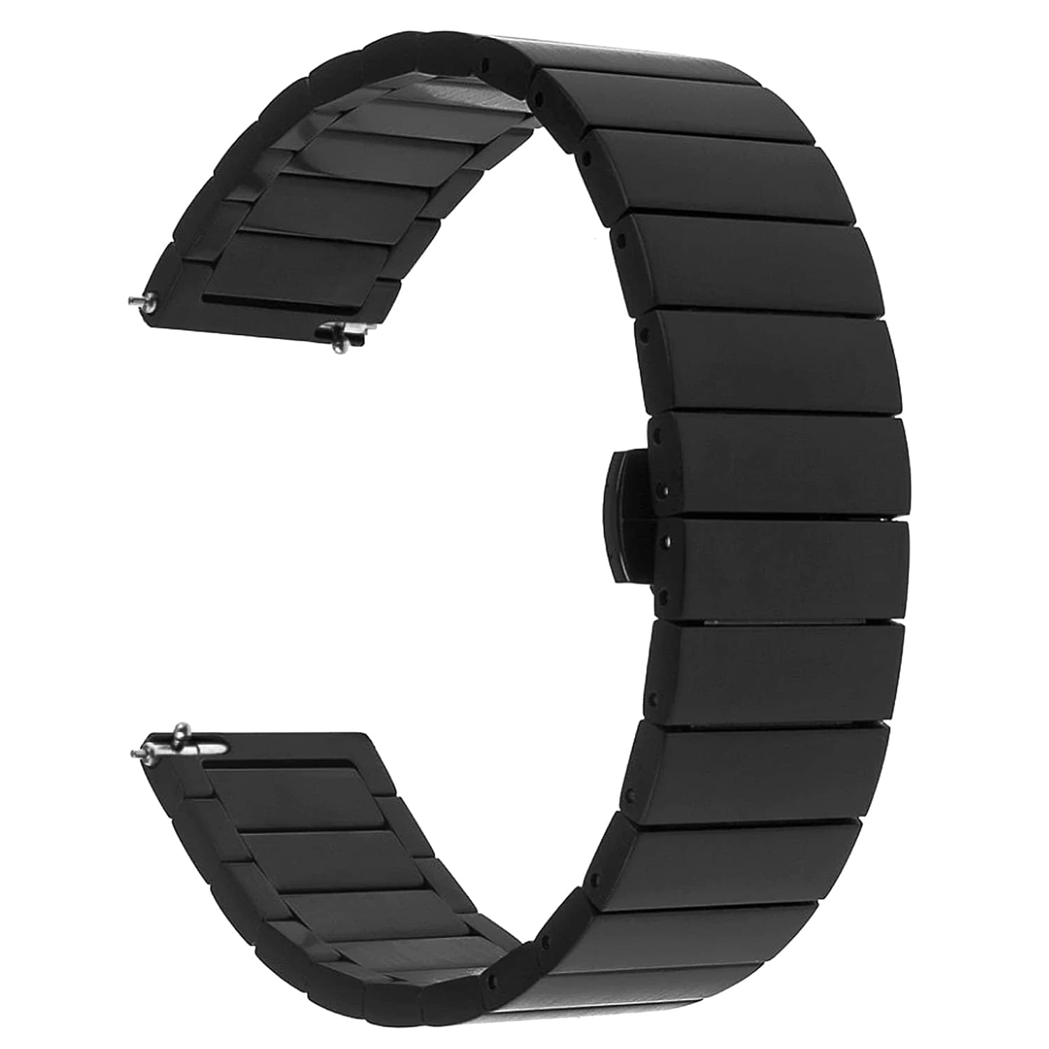     			ACM Watch Strap Stainless Steel Metal 20mm compatible with Pebble Vienna Smartwatch Belt Matte Finish Luxury Band Black