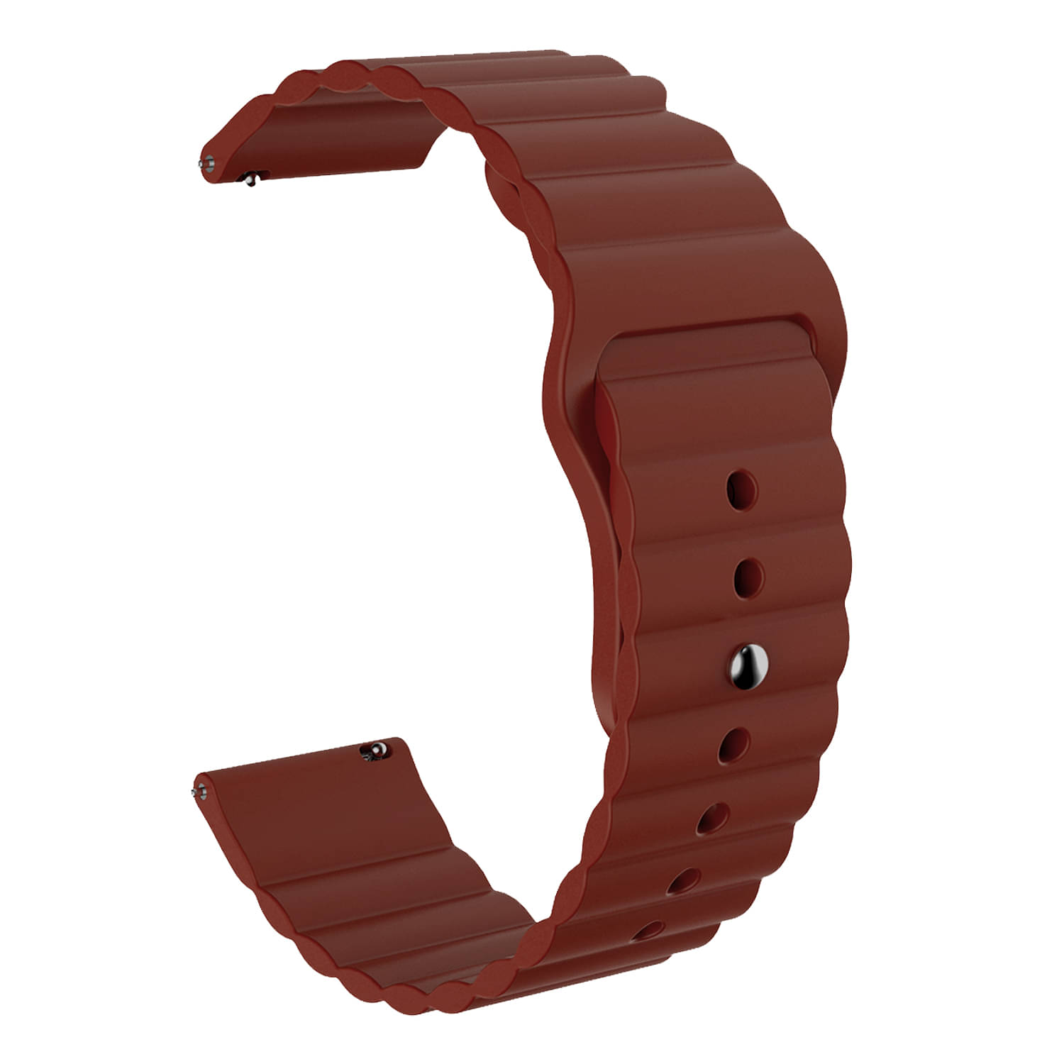     			ACM Watch Strap Wave Design Silicone Belt 22mm compatible with Pebble Royale Smartwatch Sports Band Brown