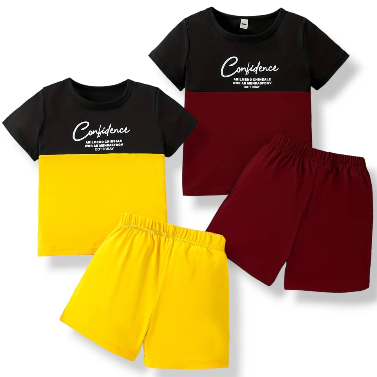 COTTBRAY Pack of 2 Unisex Cotton T-Shirt & Shorts Set ( Yellow )     			COTTBRAY Pack of 2 Unisex Cotton T-Shirt & Shorts Set ( Yellow )