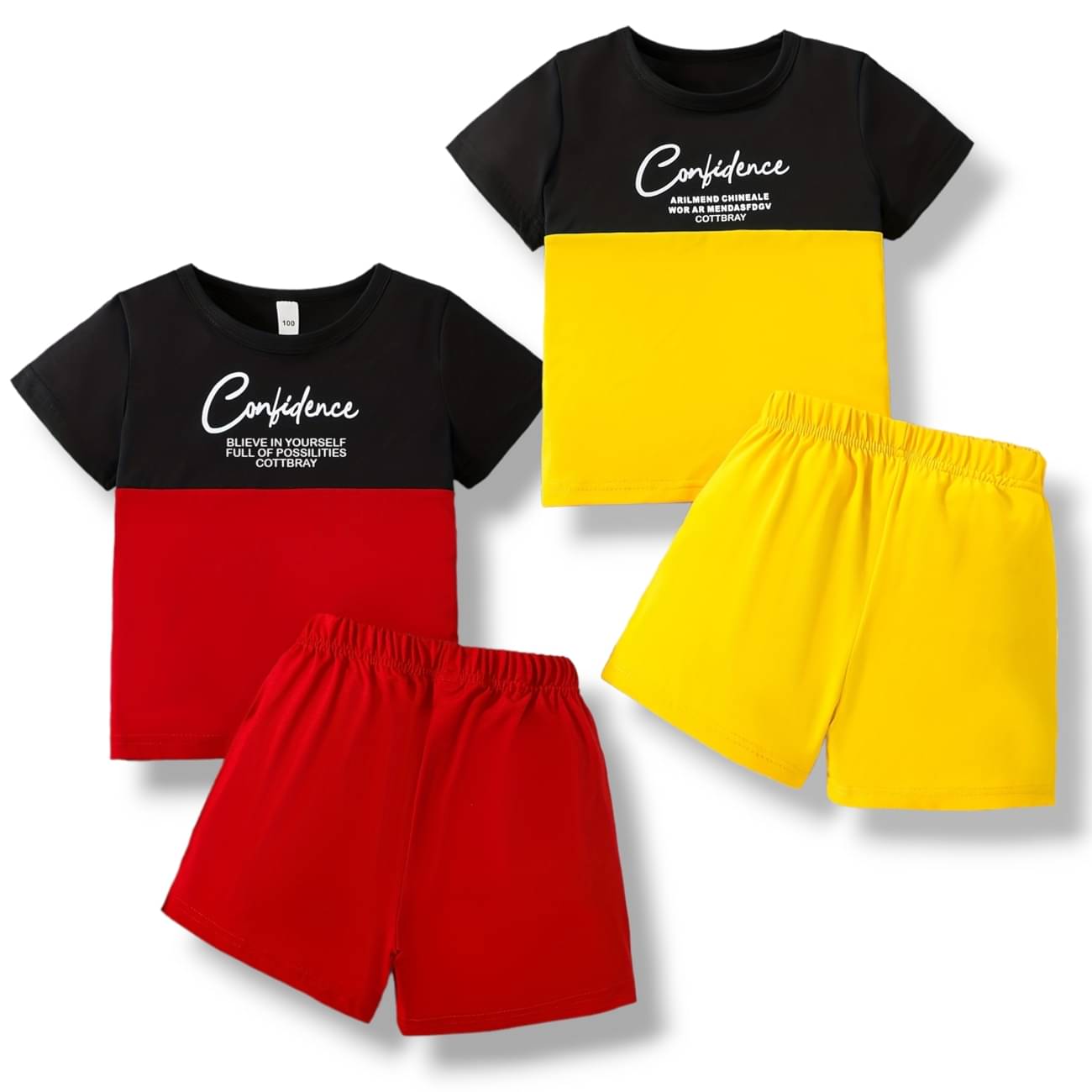     			COTTBRAY Pack of 2 Unisex Cotton T-Shirt & Shorts Set ( Yellow )