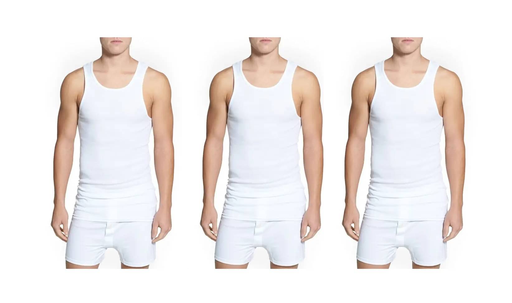     			D1 DIFFERENT ONE Pack of 3 Cotton Basic Vest For Men ( White )