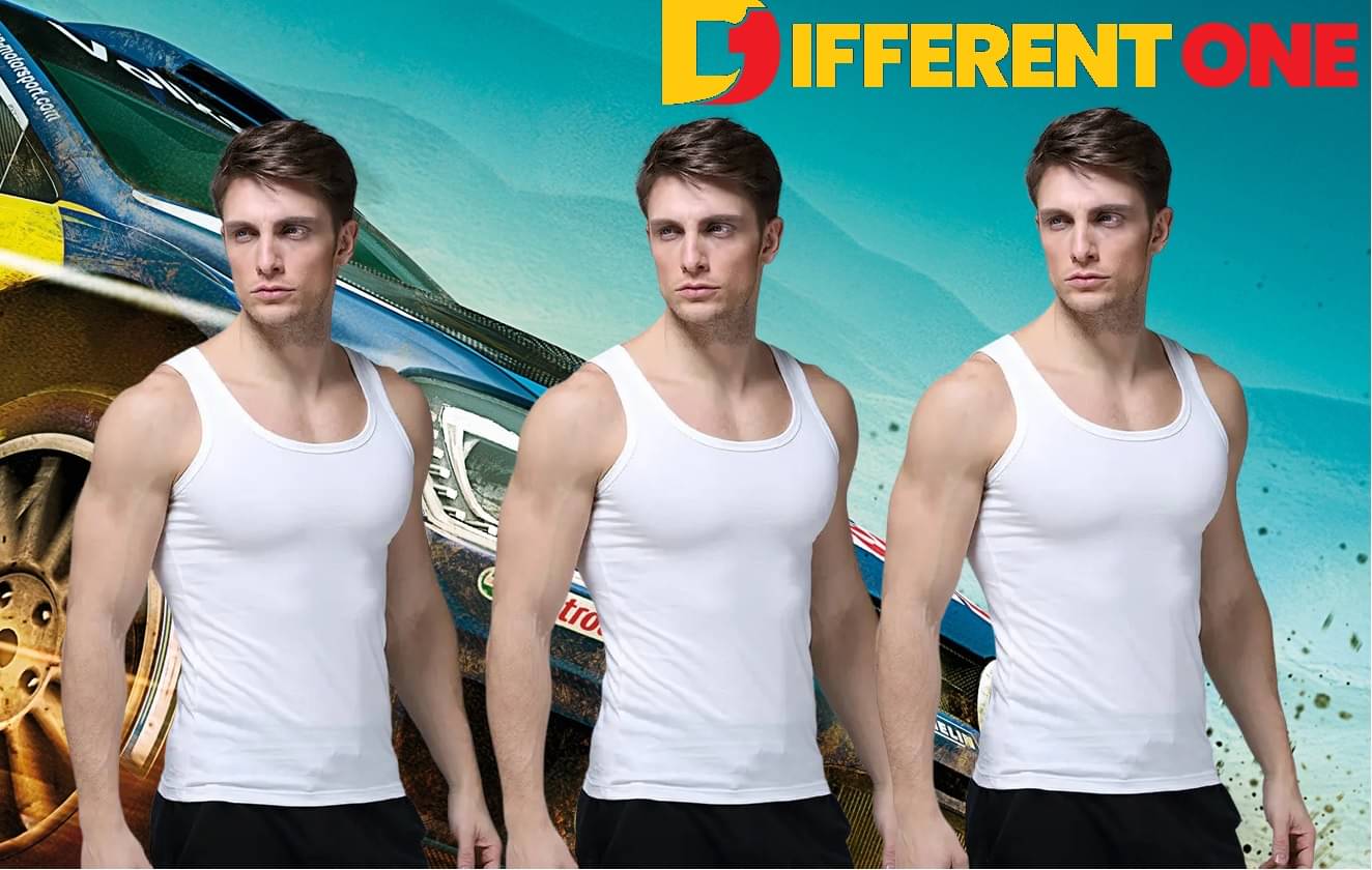     			D1 DIFFERENT ONE Pack of 3 Cotton Basic Vest For Men ( White )