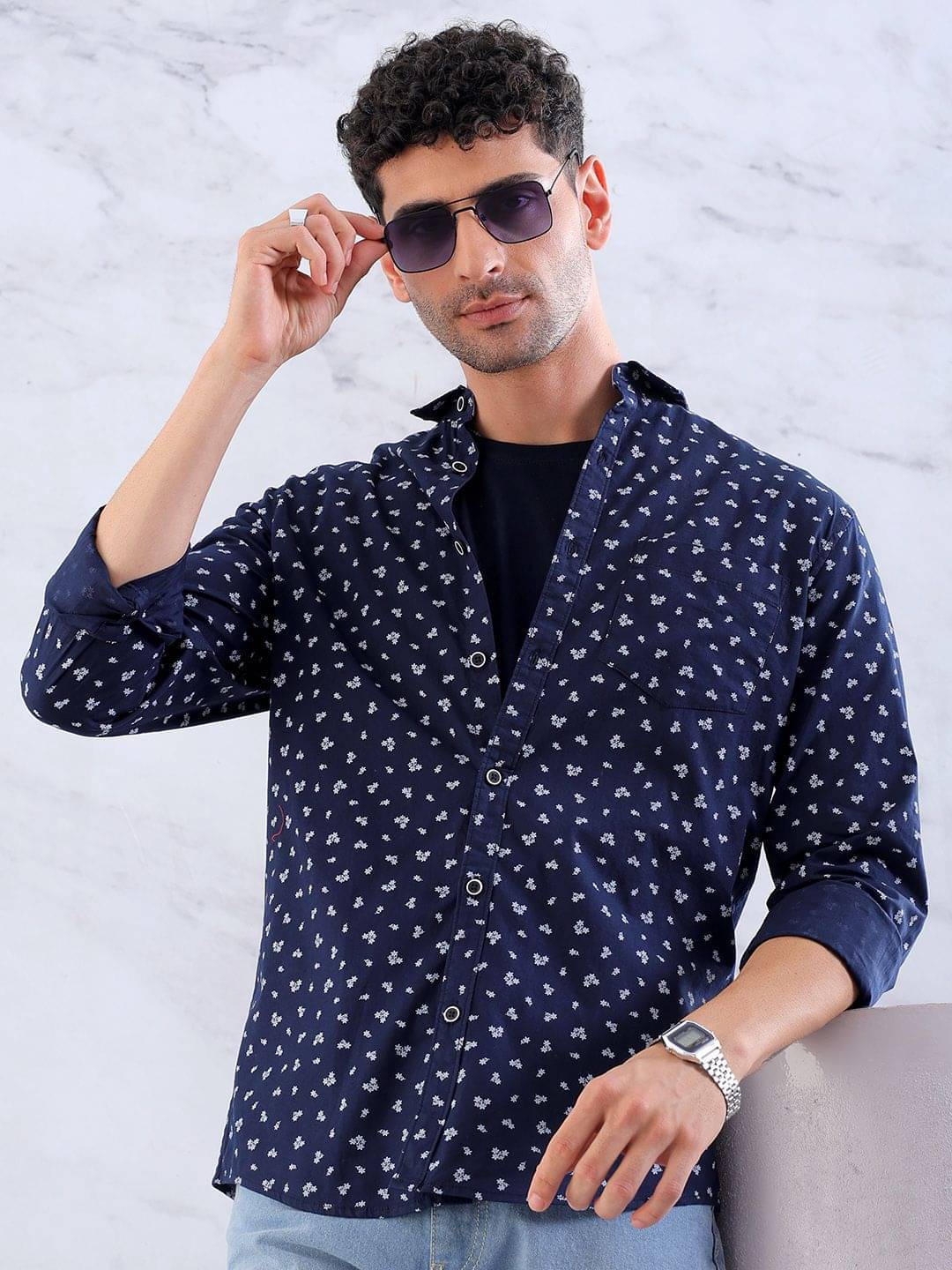 HARDSODA 100% Cotton Regular Fit Printed Full Sleeves Men's Casual Shirt - Navy Blue ( Pack of 1 ) HARDSODA 100% Cotton Regular Fit Printed Full Sleeves Men's Casual Shirt - Navy Blue ( Pack of 1 )