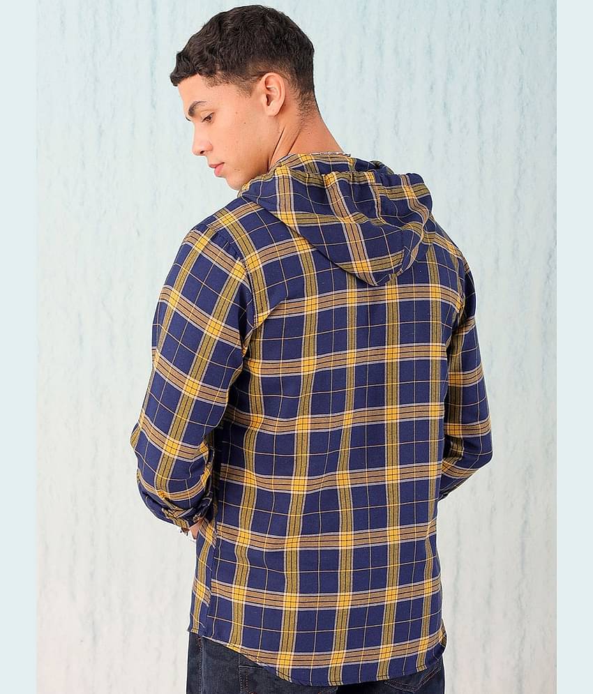 HARDSODA 100% Cotton Regular Fit Checks Full Sleeves Men's Casual Shirt - Navy Blue ( Pack of 1 )