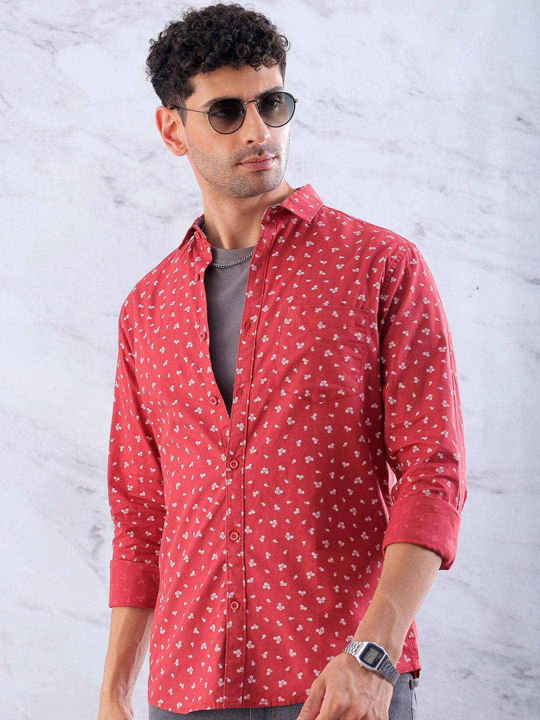     			HARDSODA 100% Cotton Regular Fit Printed Full Sleeves Men's Casual Shirt - Red ( Pack of 1 )