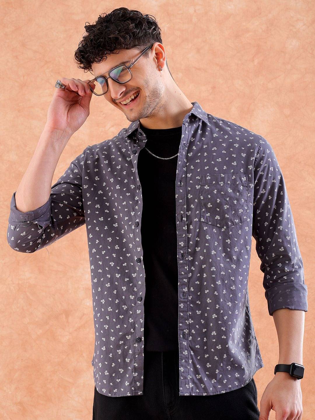 HARDSODA 100% Cotton Regular Fit Printed Full Sleeves Men's Casual Shirt - Grey ( Pack of 1 )     			HARDSODA 100% Cotton Regular Fit Printed Full Sleeves Men's Casual Shirt - Grey ( Pack of 1 )