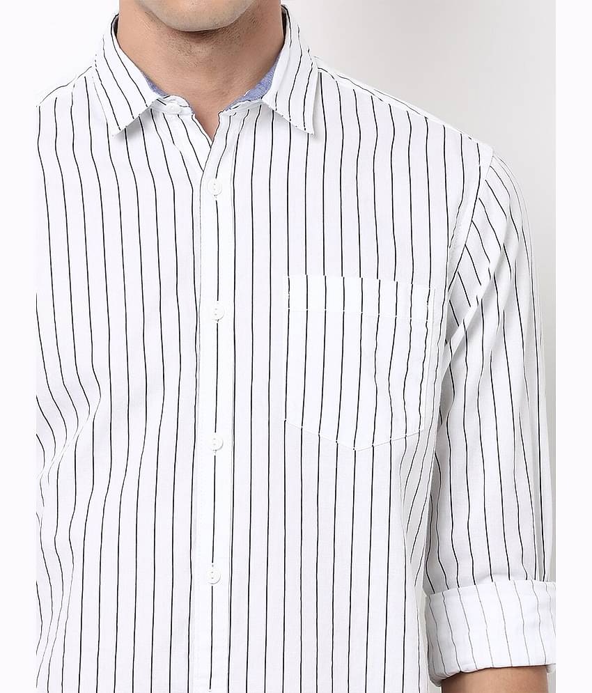 HARDSODA 100% Cotton Regular Fit Striped Full Sleeves Men's Casual Shirt - White ( Pack of 1 )