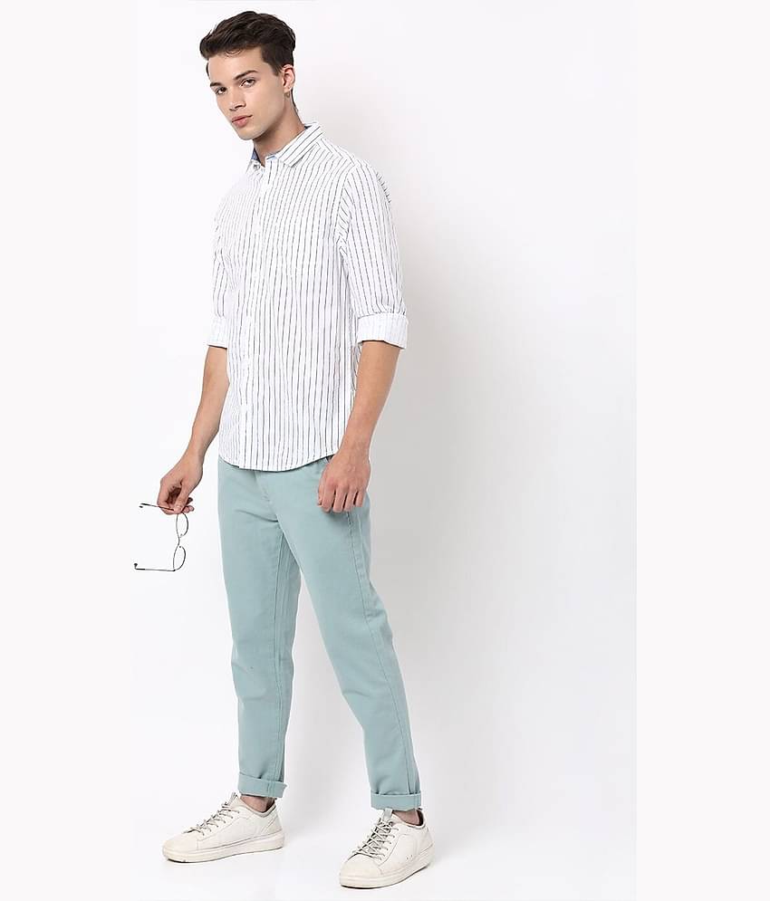 HARDSODA 100% Cotton Regular Fit Striped Full Sleeves Men's Casual Shirt - White ( Pack of 1 )