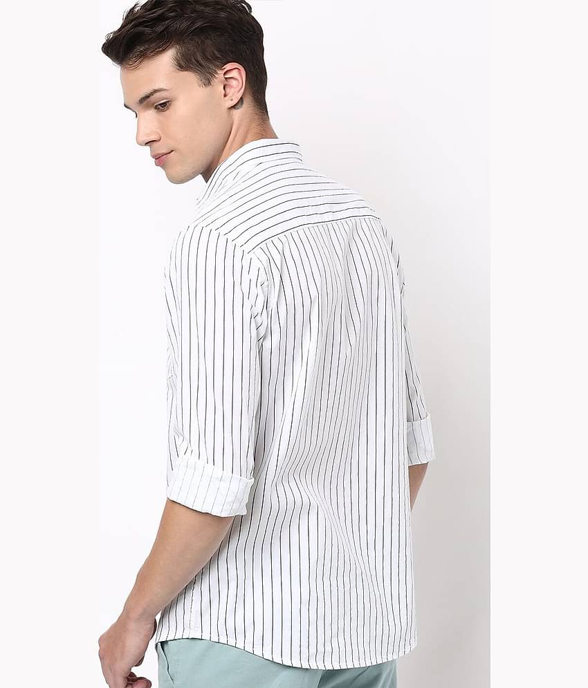 HARDSODA 100% Cotton Regular Fit Striped Full Sleeves Men's Casual Shirt - White ( Pack of 1 )