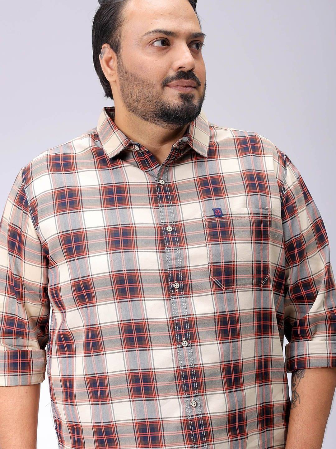HARDSODA Cotton Blend Regular Fit Checks Full Sleeves Men's Casual Shirt - Beige ( Pack of 1 ) HARDSODA Cotton Blend Regular Fit Checks Full Sleeves Men's Casual Shirt - Beige ( Pack of 1 )