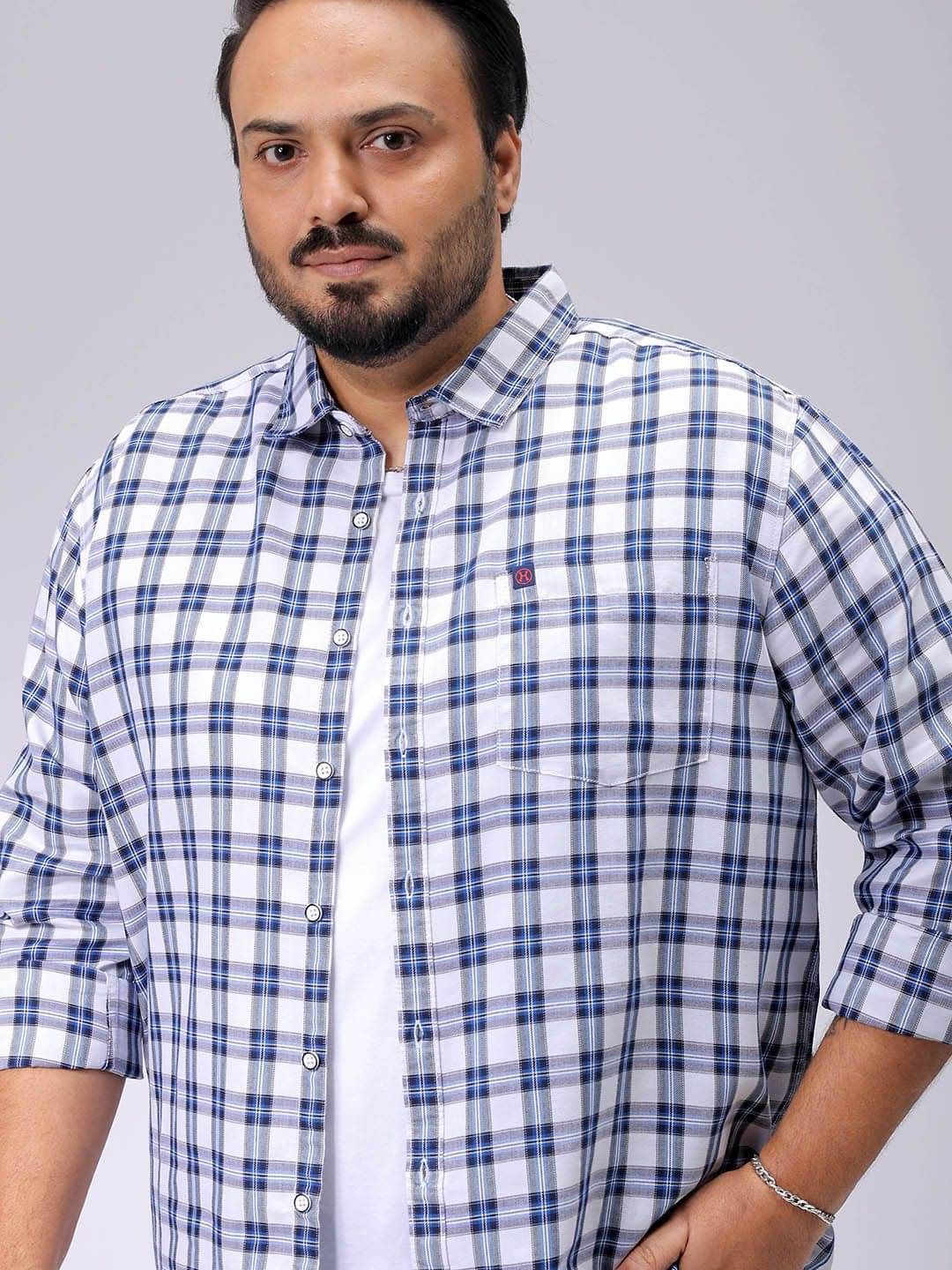     			HARDSODA Cotton Blend Regular Fit Checks Full Sleeves Men's Casual Shirt - White ( Pack of 1 )