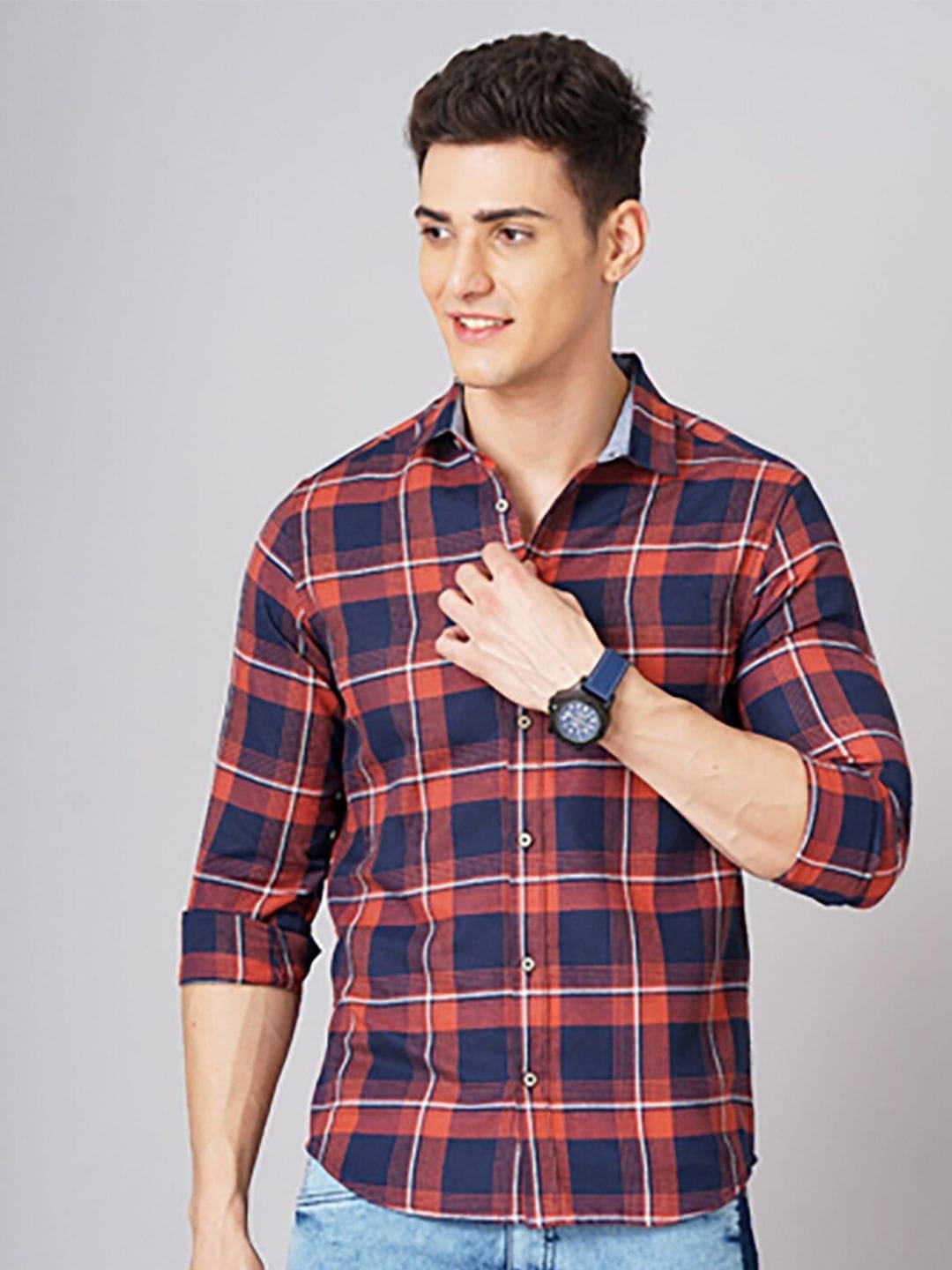 HARDSODA Polyester Regular Fit Checks Full Sleeves Men's Casual Shirt - Navy Blue ( Pack of 1 ) HARDSODA Polyester Regular Fit Checks Full Sleeves Men's Casual Shirt - Navy Blue ( Pack of 1 )