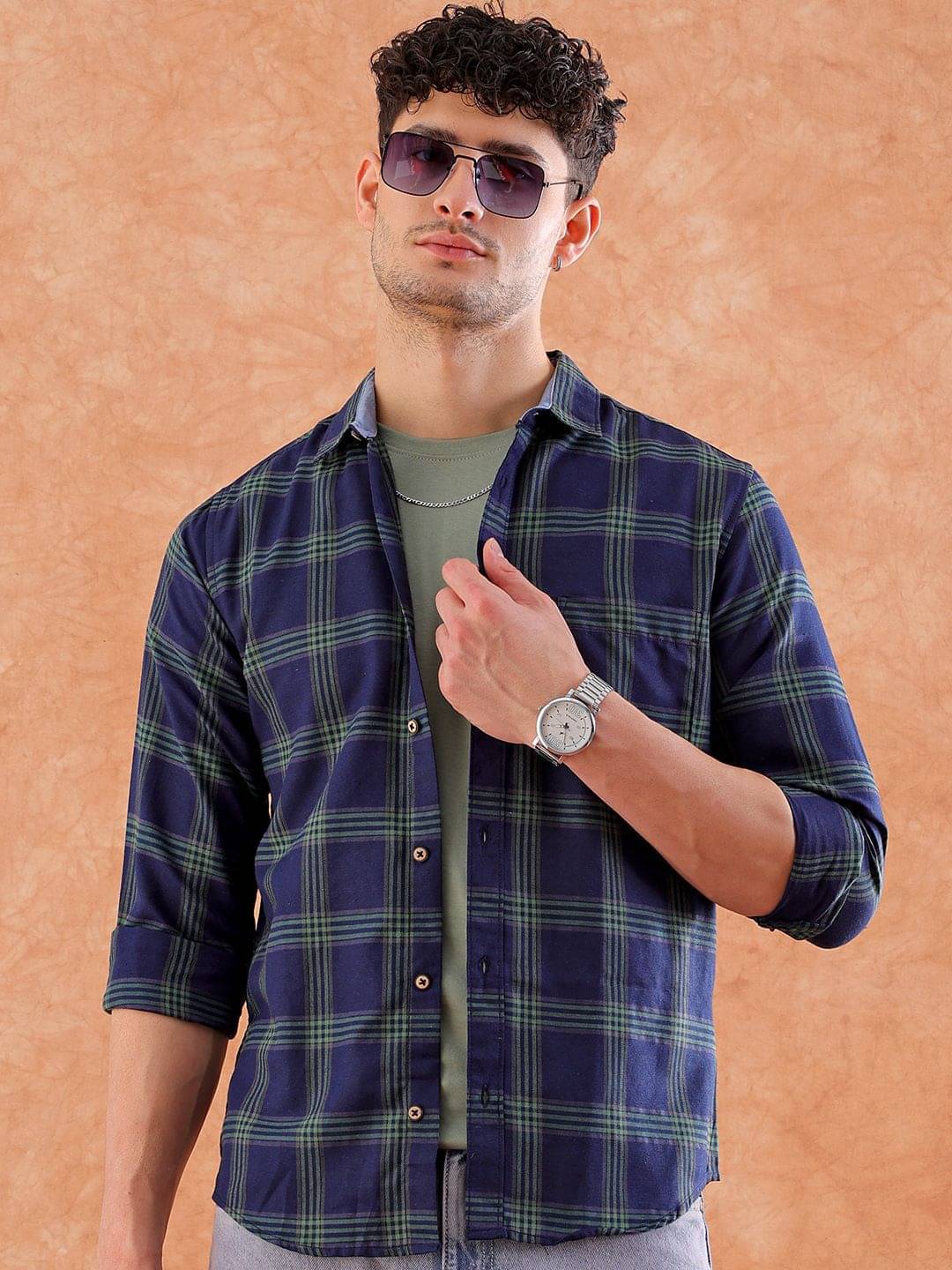 HARDSODA Polyester Regular Fit Checks Full Sleeves Men's Casual Shirt - Navy Blue ( Pack of 1 ) HARDSODA Polyester Regular Fit Checks Full Sleeves Men's Casual Shirt - Navy Blue ( Pack of 1 )