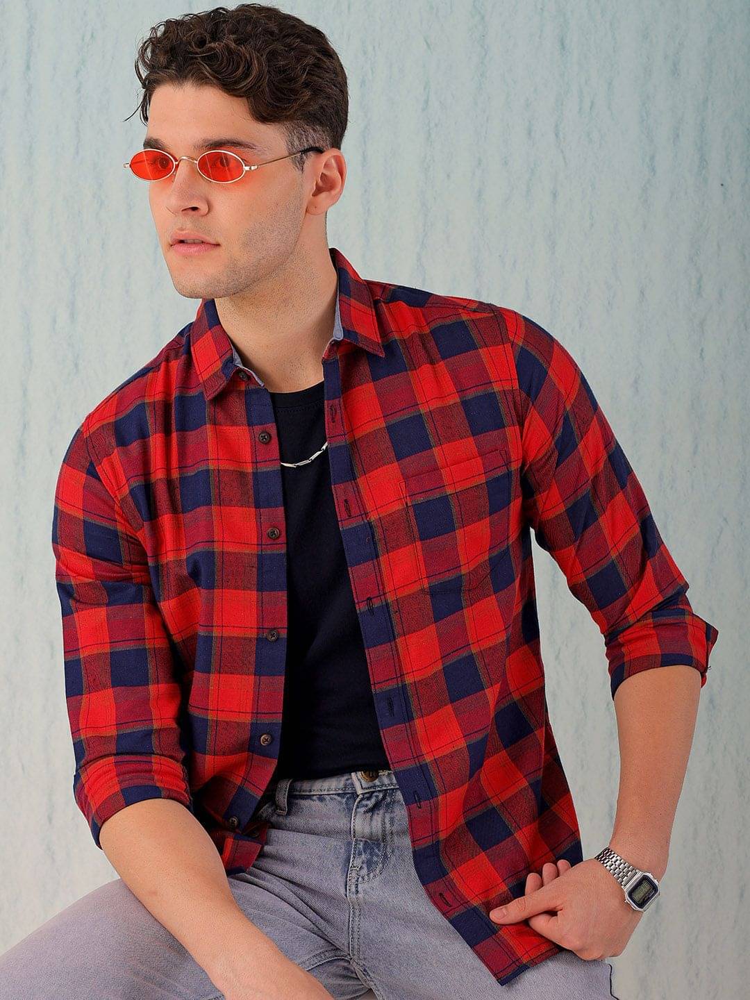 HARDSODA Polyester Regular Fit Checks Full Sleeves Men's Casual Shirt - Red ( Pack of 1 ) HARDSODA Polyester Regular Fit Checks Full Sleeves Men's Casual Shirt - Red ( Pack of 1 )