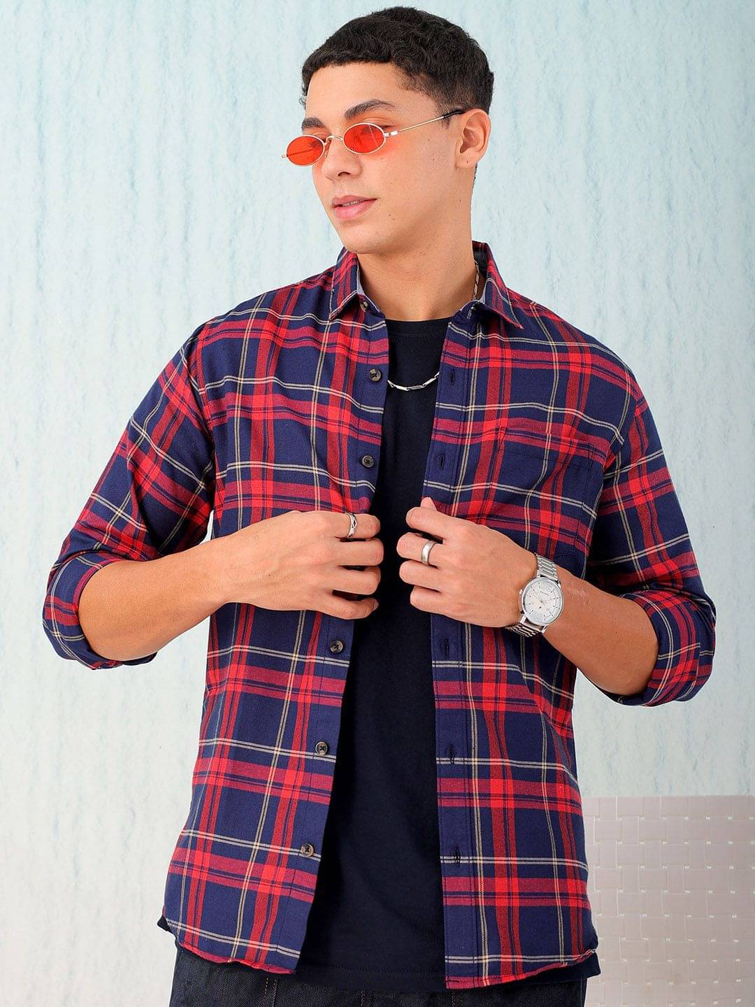 HARDSODA Polyester Regular Fit Checks Full Sleeves Men's Casual Shirt - Navy Blue ( Pack of 1 ) HARDSODA Polyester Regular Fit Checks Full Sleeves Men's Casual Shirt - Navy Blue ( Pack of 1 )